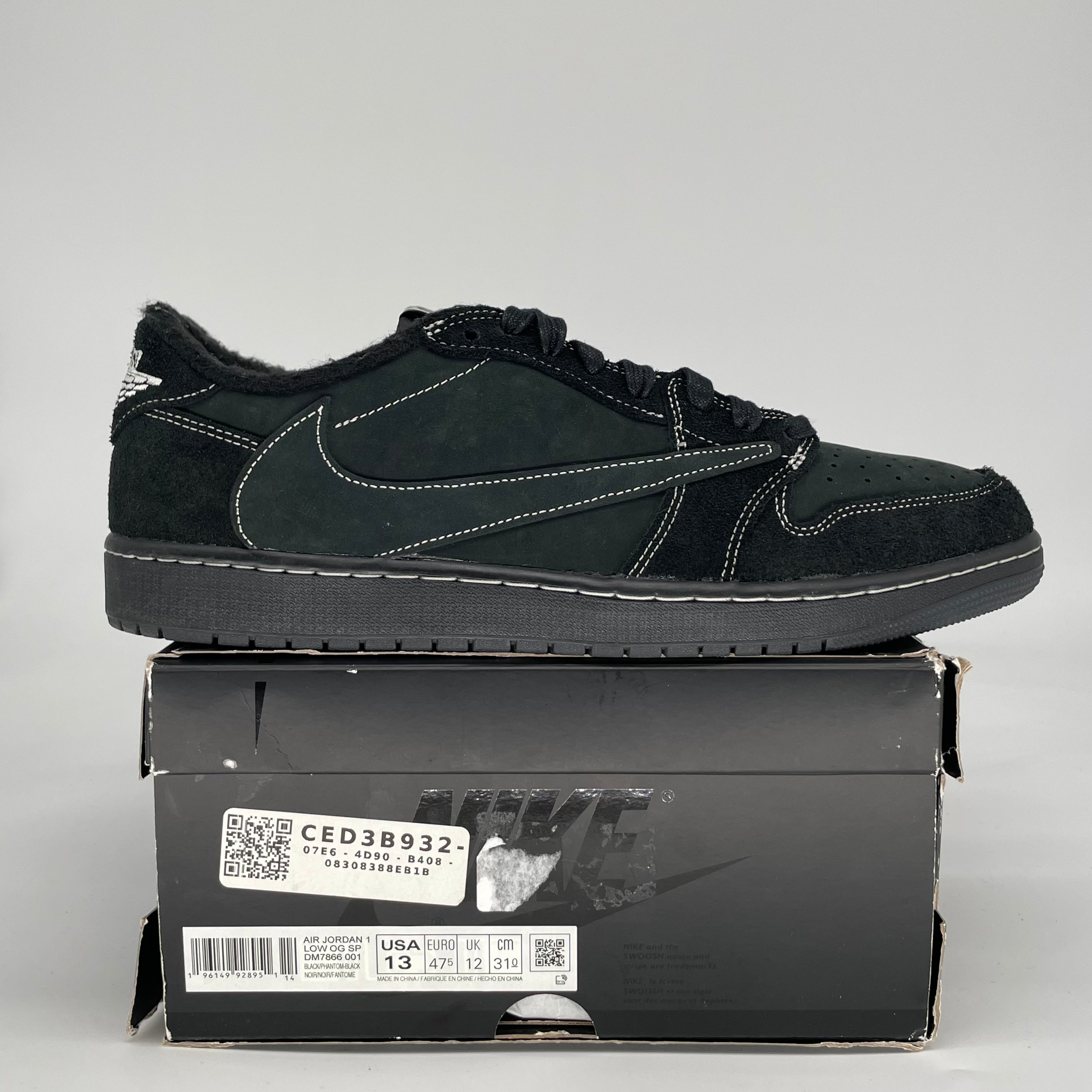 AIR JORDAN 1 TRAVIS SCOTT BLACK PHANTOM DM7866-001 SIZE 13/14.5W