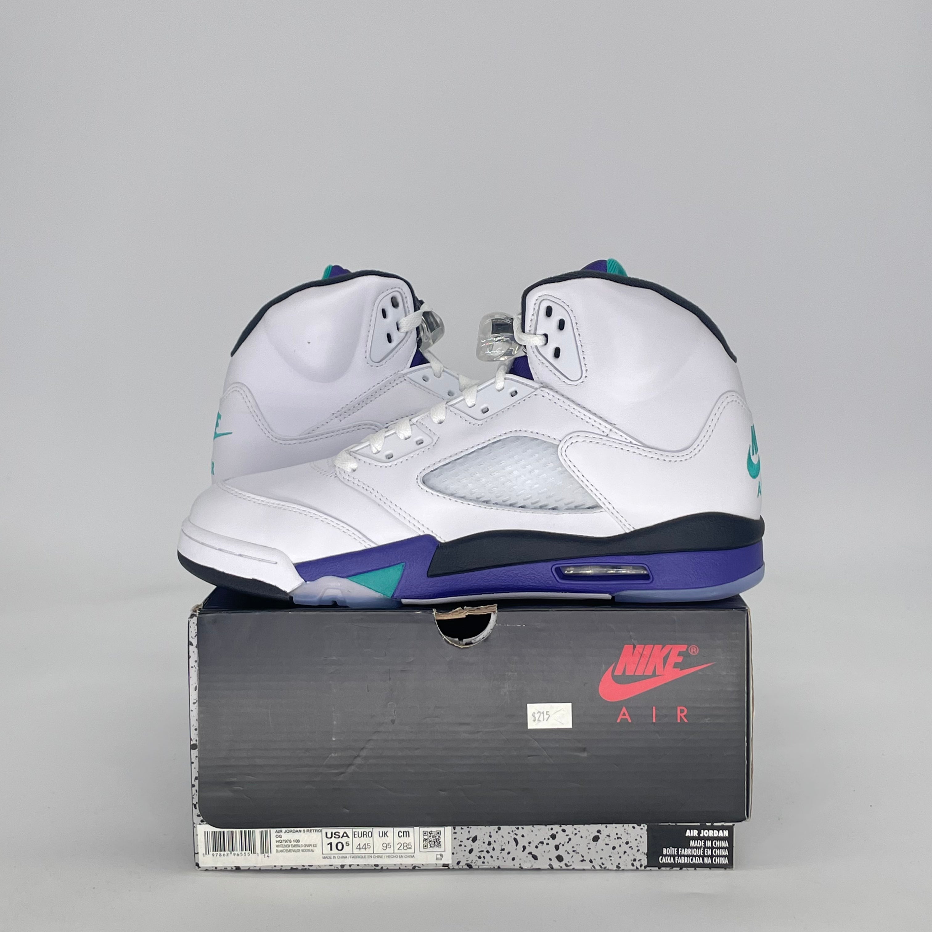 AIR JORDAN 5 GRAPE HQ7978-100 SIZE 10.5/12W