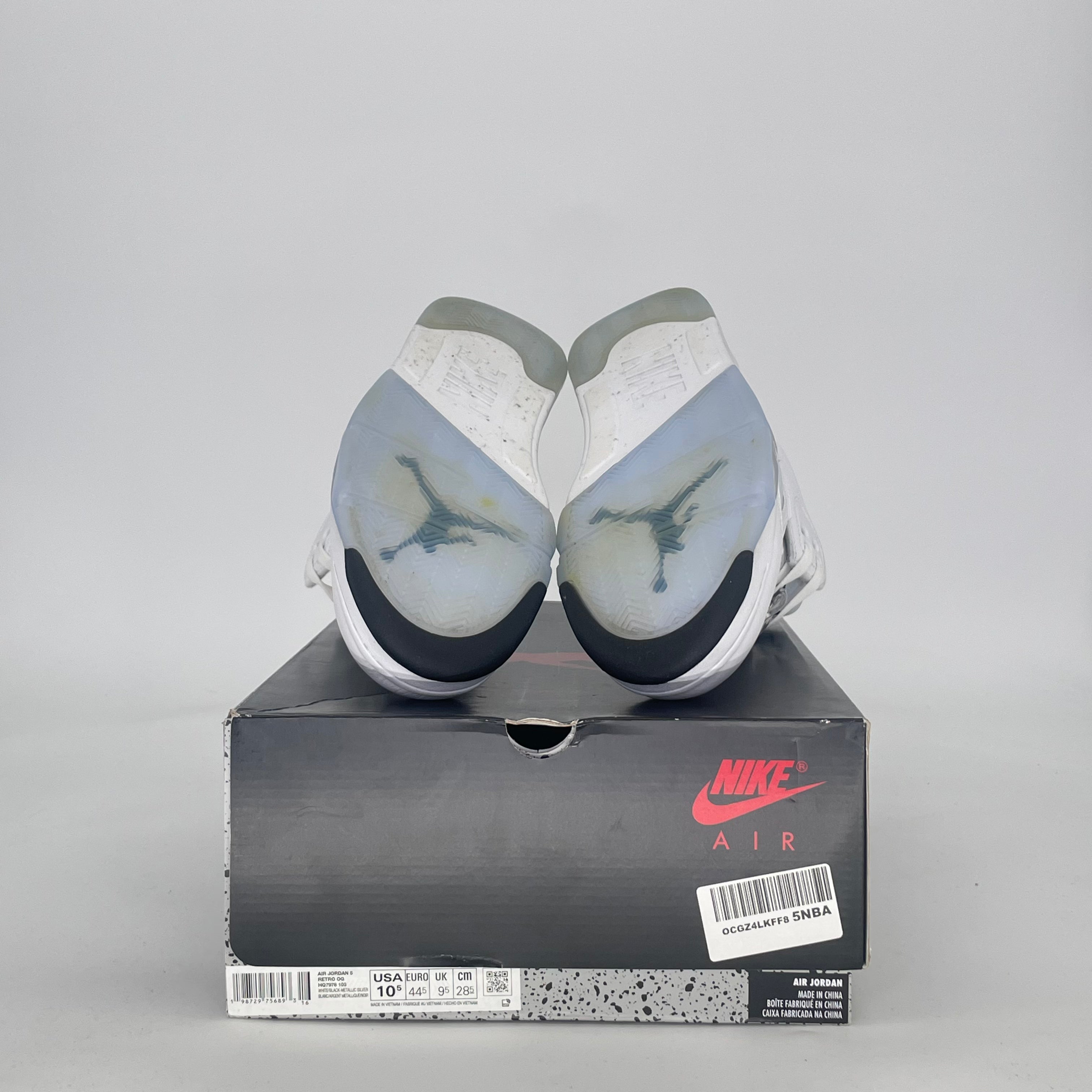 AIR JORDAN 5 WHITE METALLIC HQ7978-103 SIZE 10.5/12W