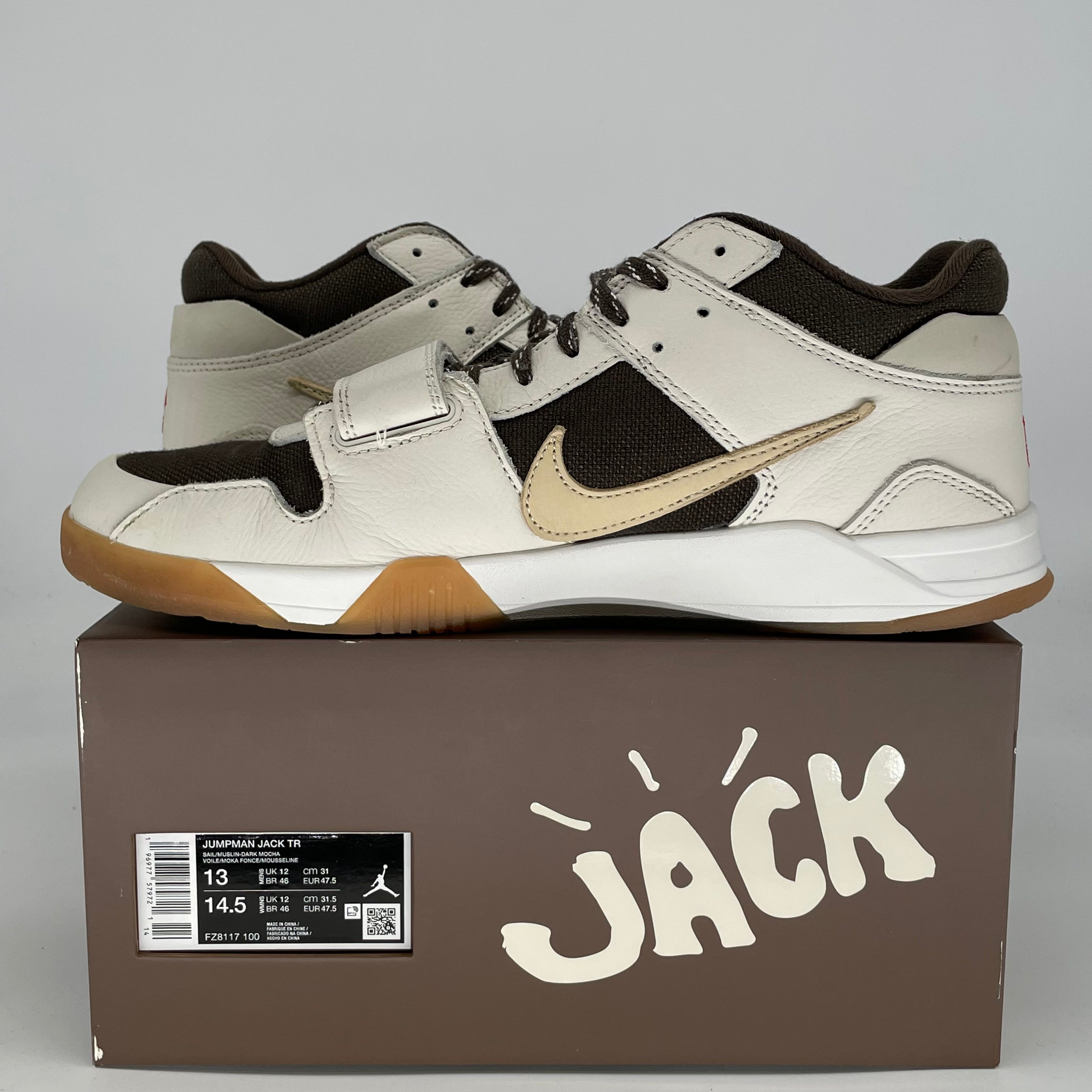 TRAVIS SCOTT X JORDAN JUMPMAN JACK TR SAIL FZ8117-100 SIZE 13/14.5W