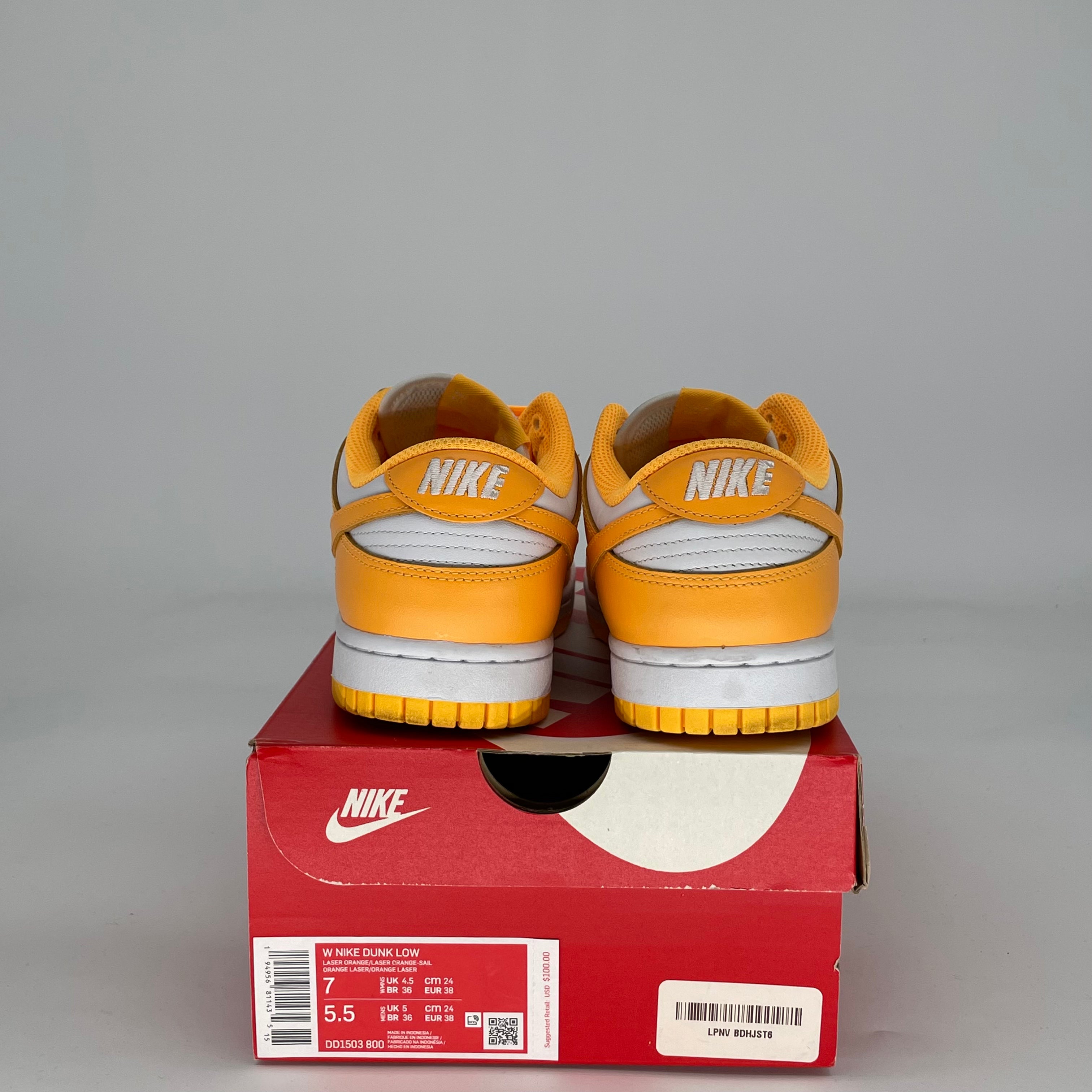 NIKE DUNK LOW LASER ORANGE W DD1503-800 SIZE 5.5/7W