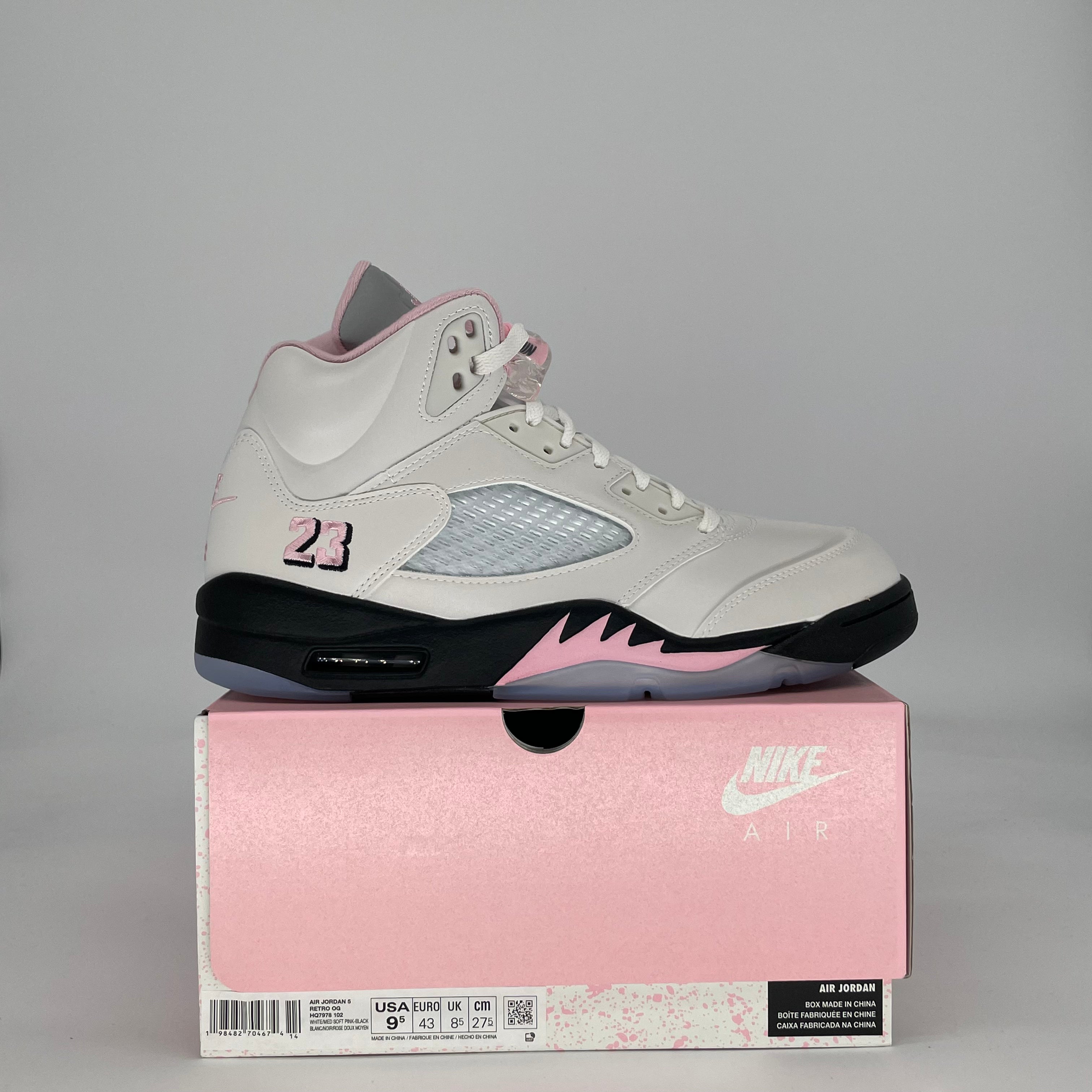 AIR JORDAN 5 MEDIUM SOFT PINK HQ7978-102 SIZE 9.5/11W