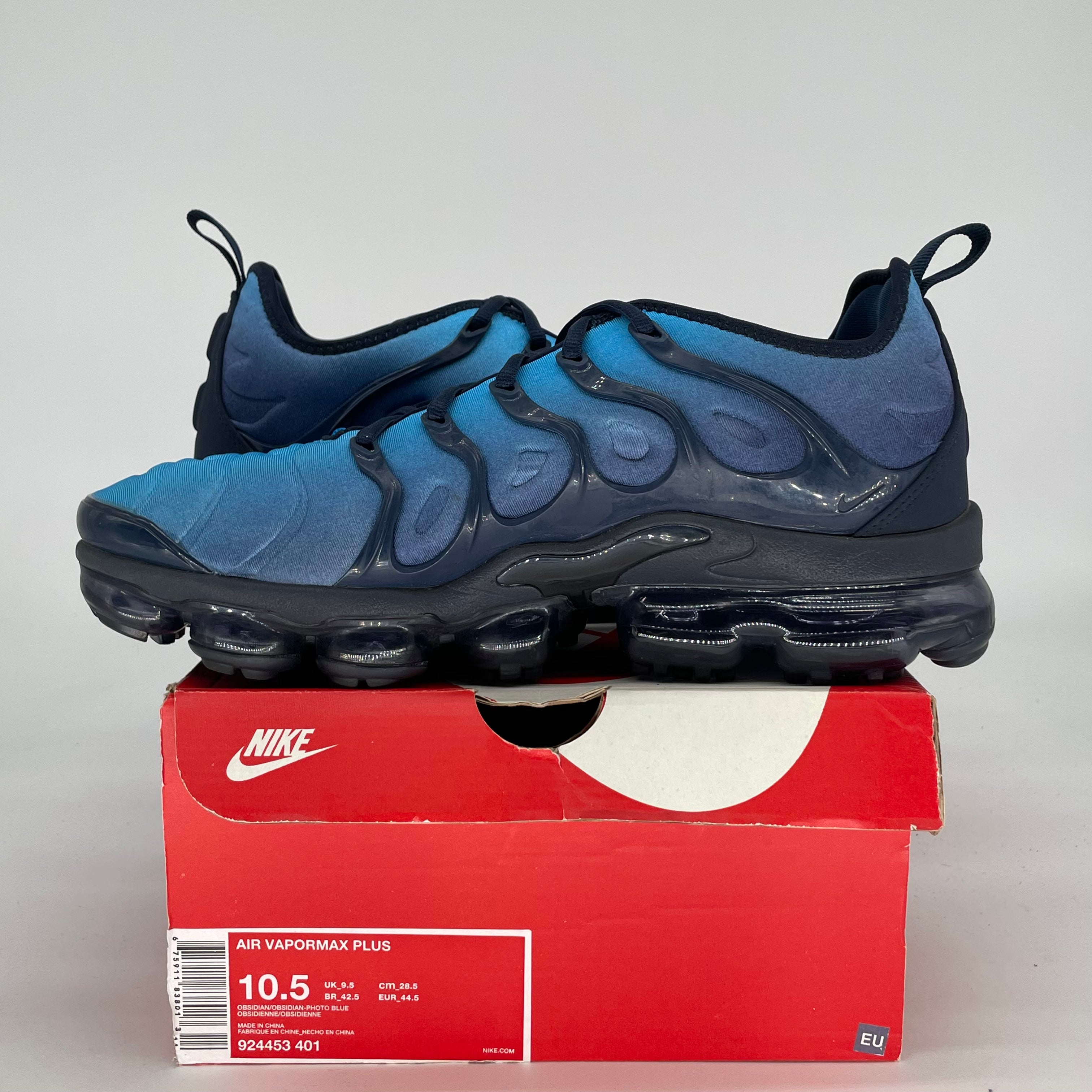 NIKE AIR VAPORMAX PLUS OBSIDIAN 924453-401 SIZE 10.5/12W