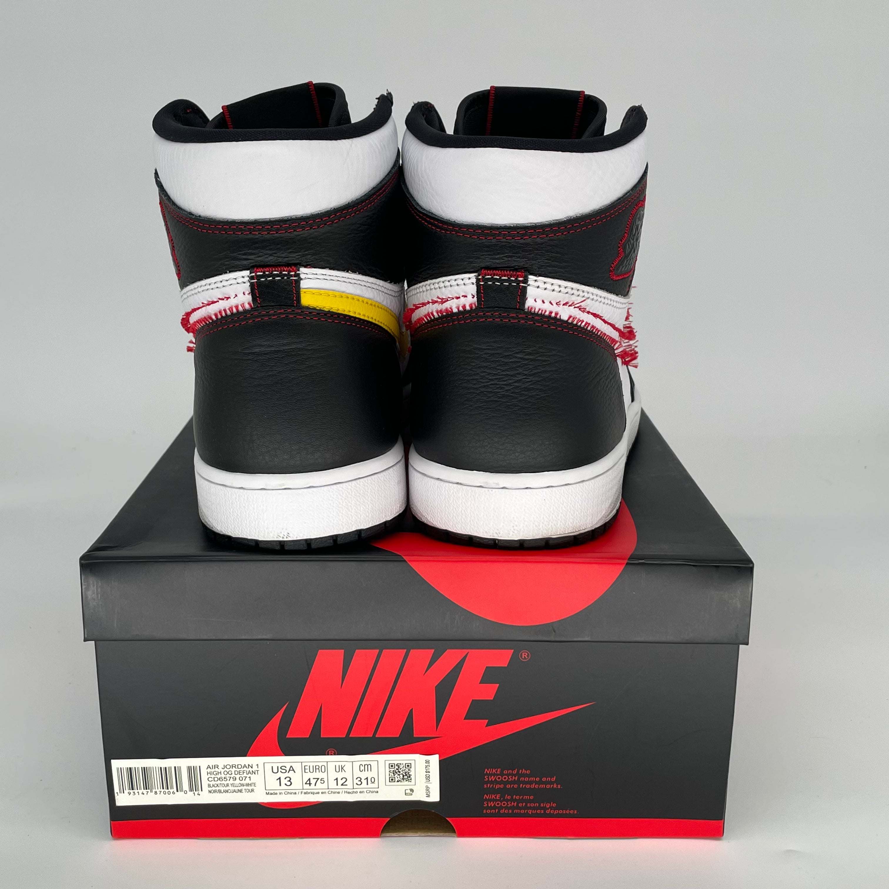 AIR JORDAN 1 DEFIANT WHITE BLACK GYM RED CD6579-071 SIZE 13/14.5W