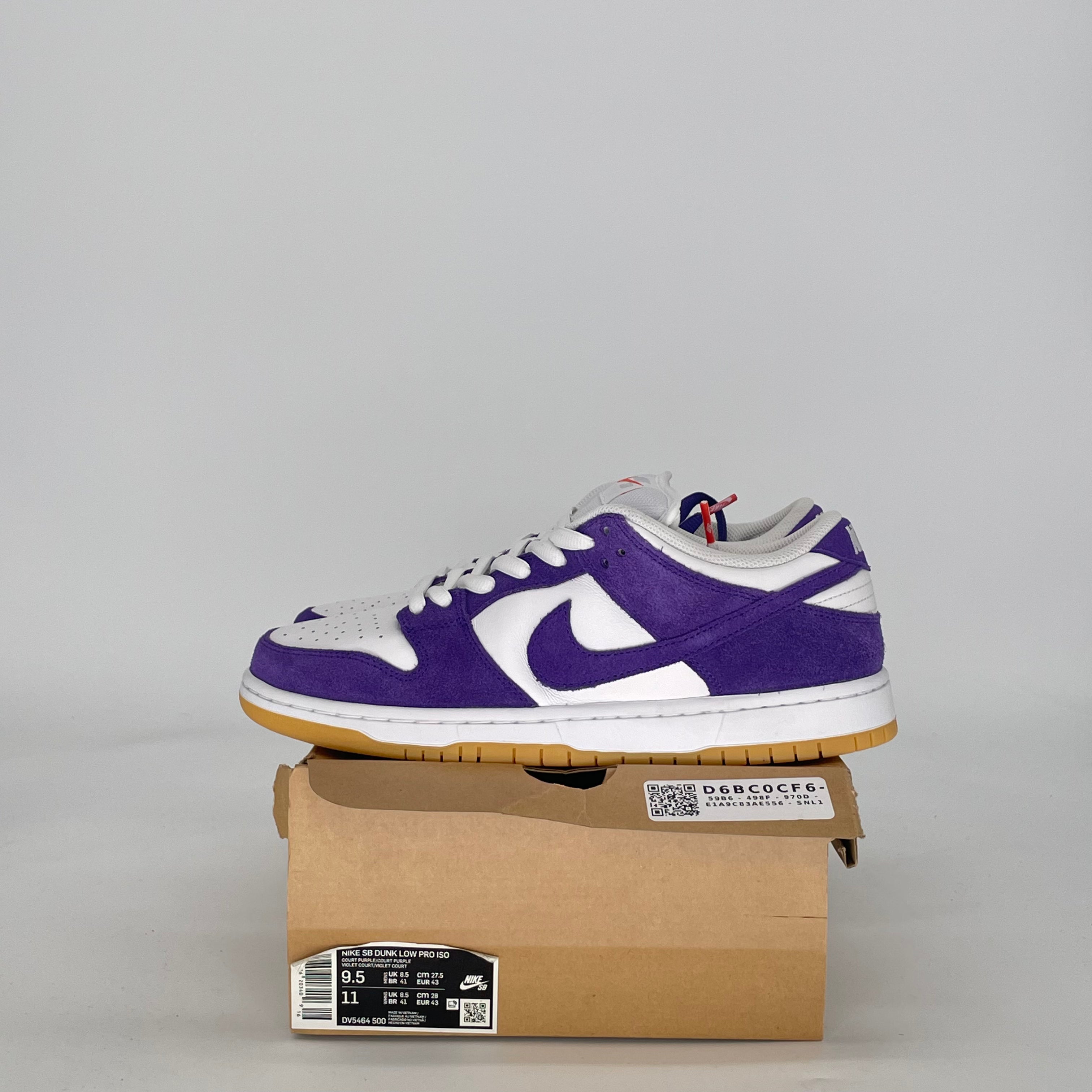 NIKE SB DUNK LOW ORANGE LABEL COURT PURPLE DV5464-500 SIZE 9.5/11W