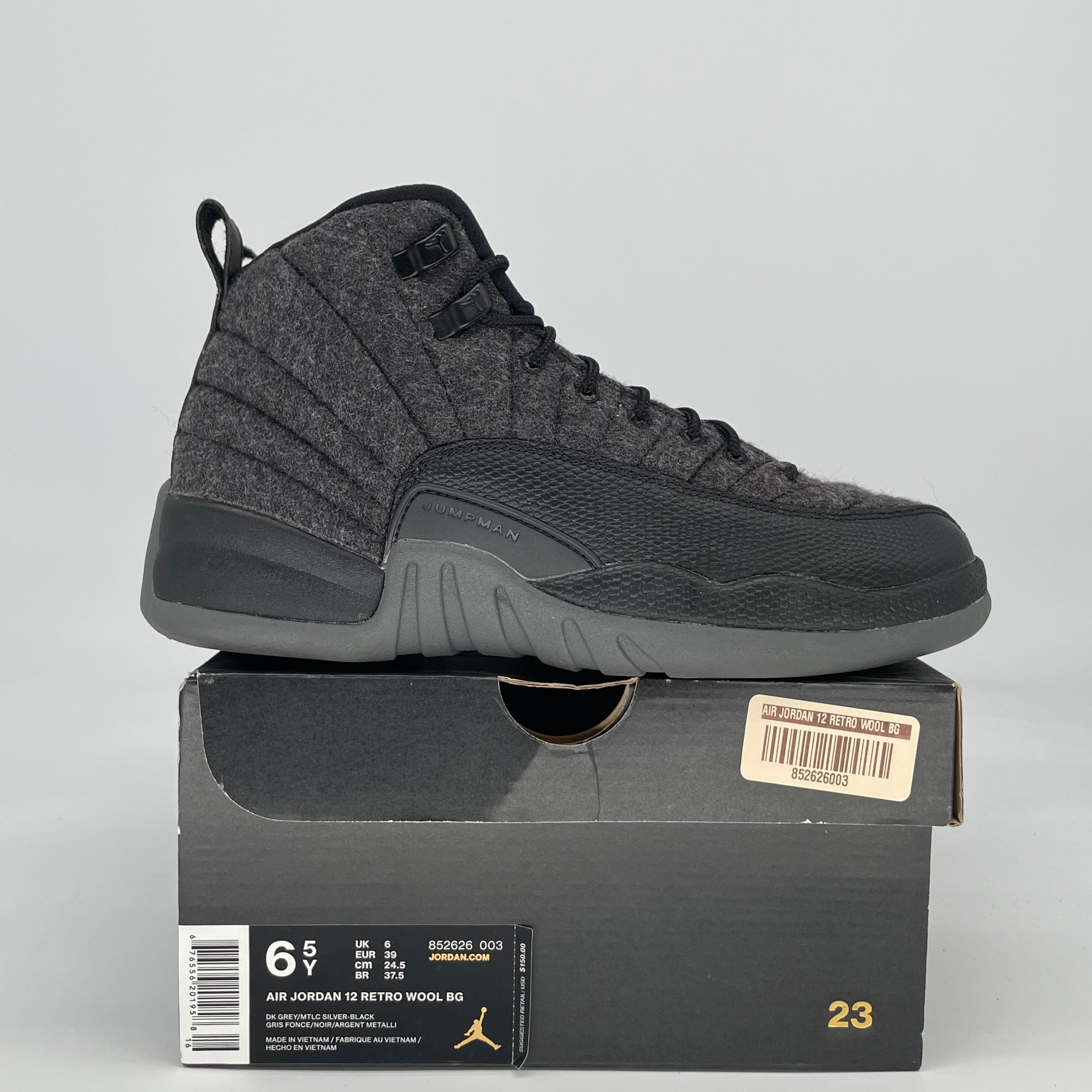 AIR JORDAN 12 WOOL 852626-003 SIZE 6.5/8W