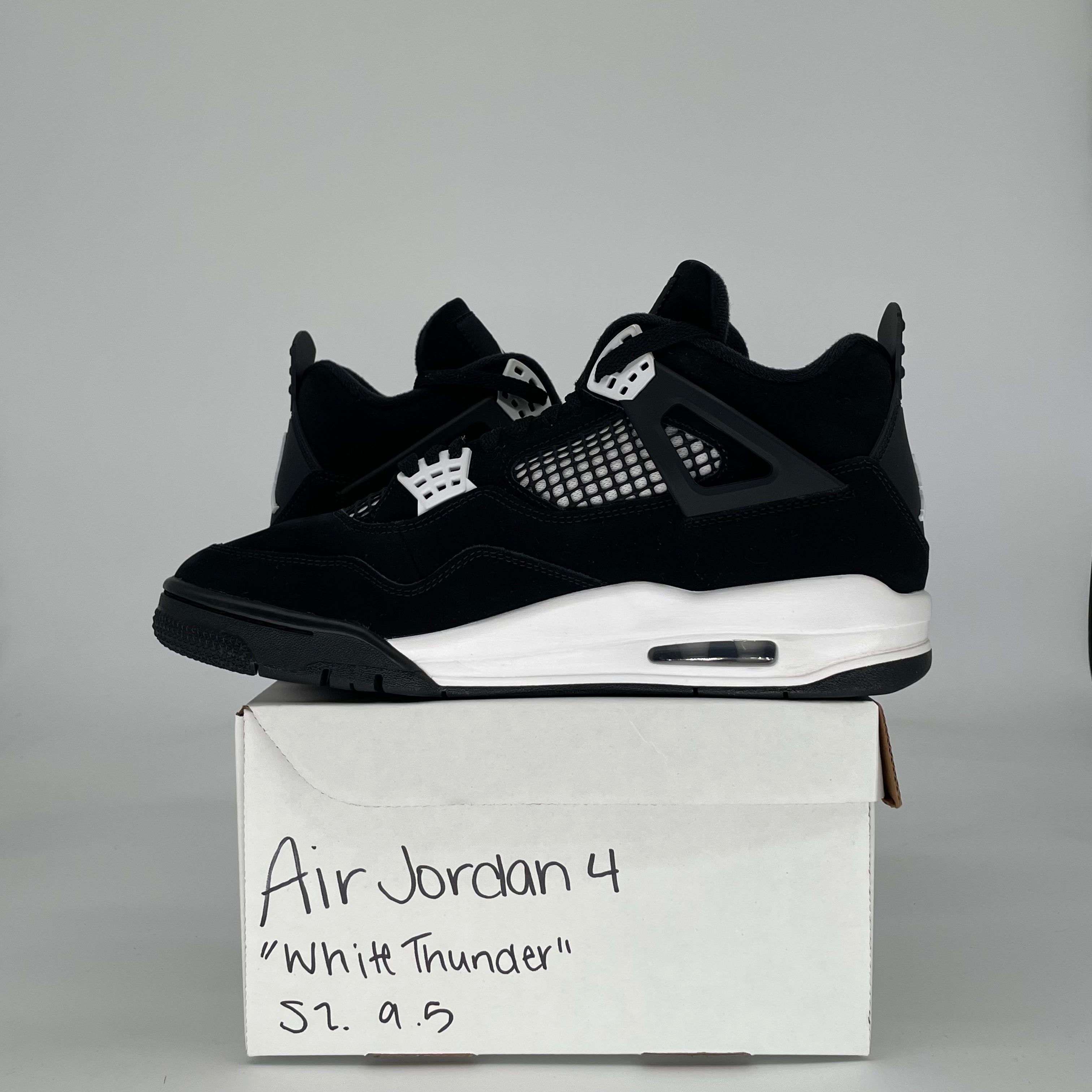 AIR JORDAN 4 WHITE THUNDER FQ8138-001 SIZE 9.5/11W