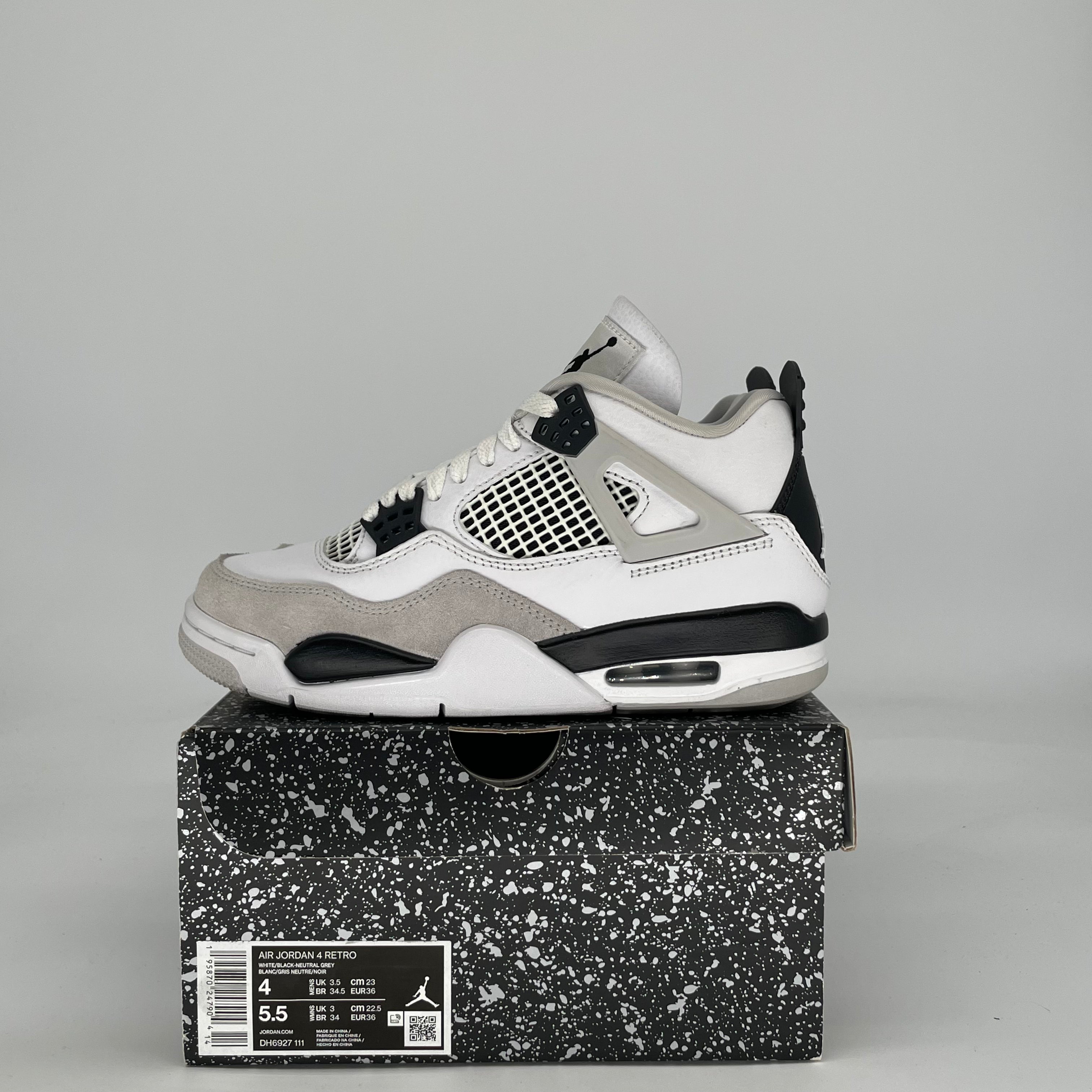 AIR JORDAN 4 MILITARY BLACK 408452-111 SIZE 4/5.5W