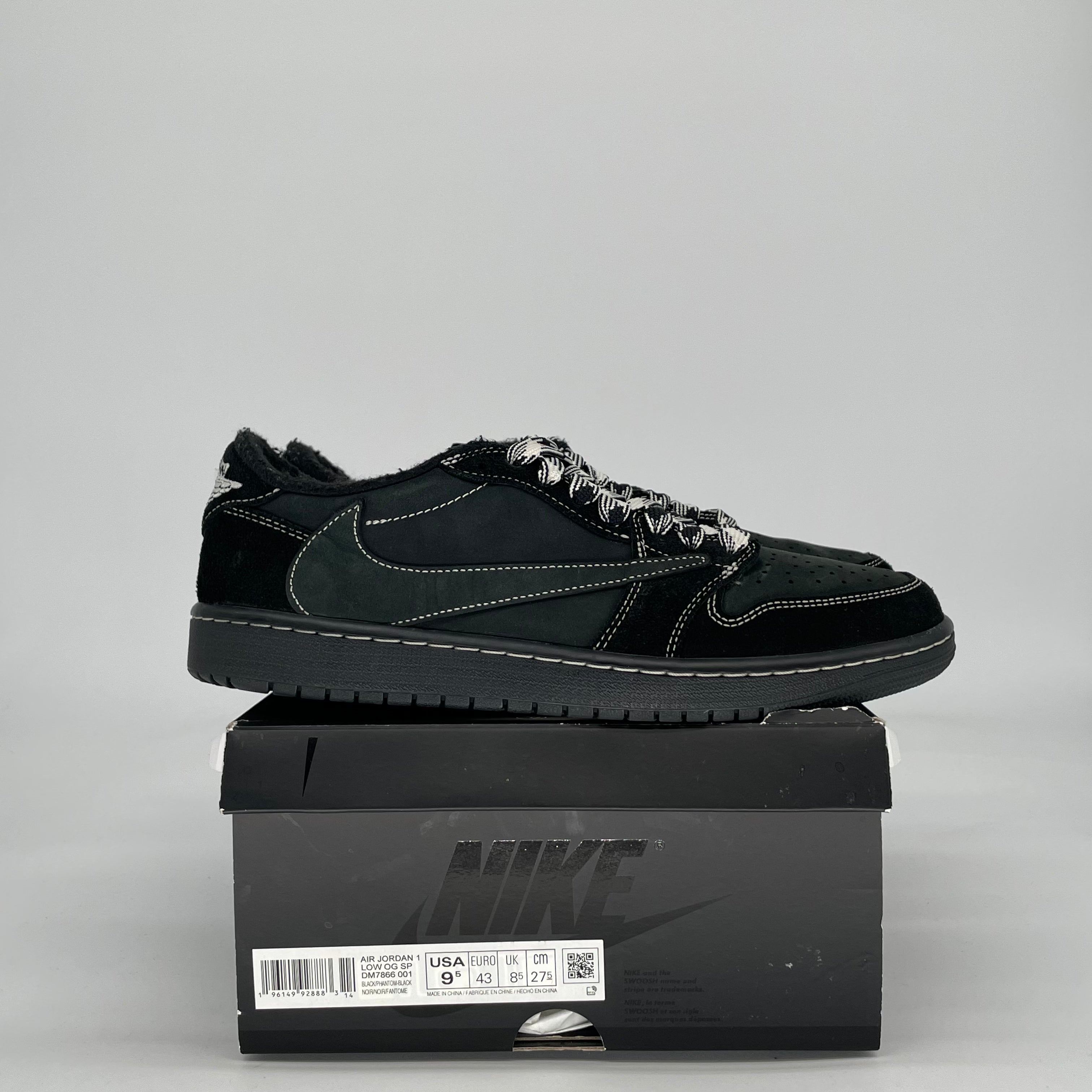 AIR JORDAN 1 LOW X TRAVIS SCOTT BLACK PHANTOM DM7866-001 SIZE 9.5/11W