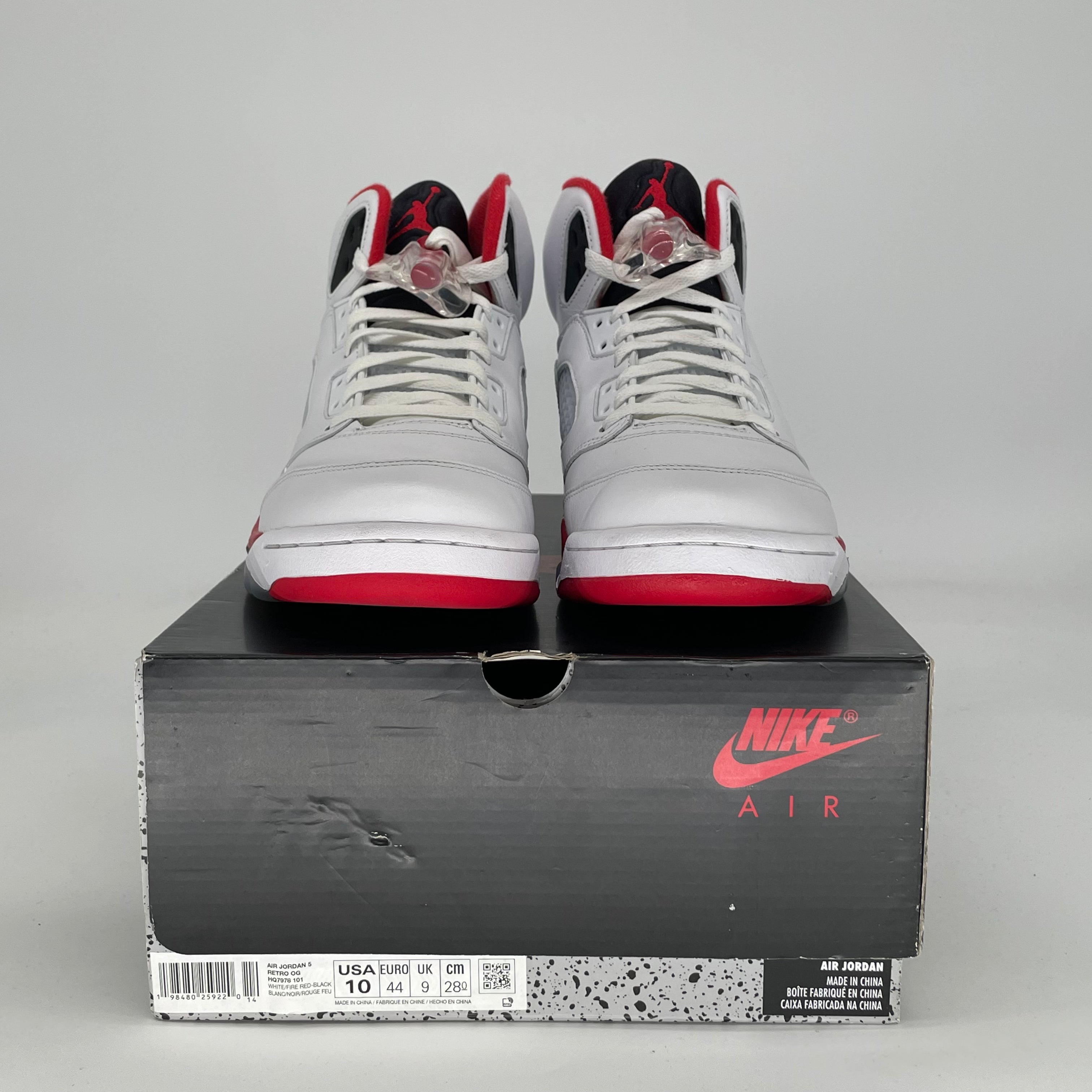 AIR JORDAN 5 FIRE RED BLACK TONGUE HQ7978-101 SIZE 10/11.5W