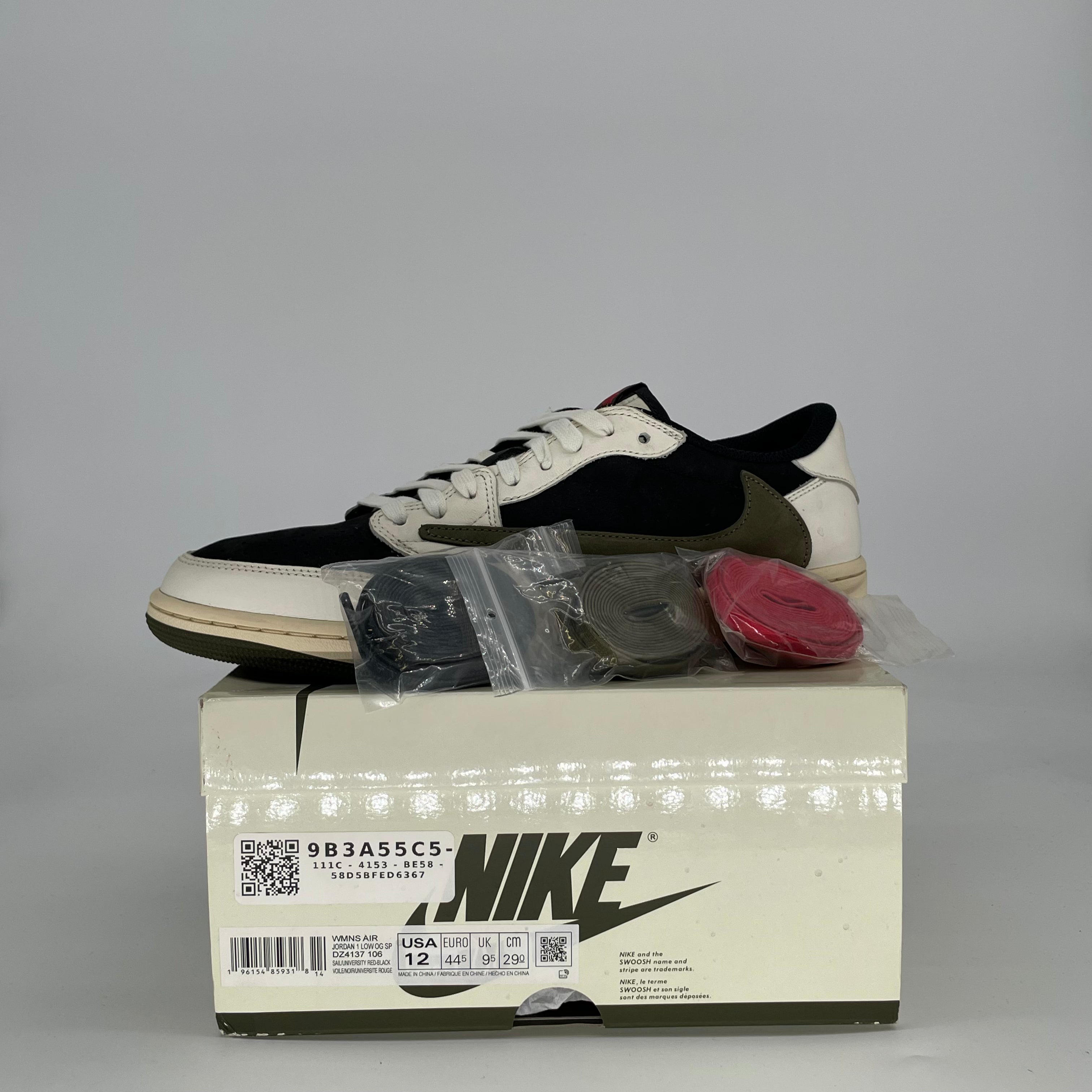 AIR JORDAN 1 LOW X TRAVIS SCOTT OLIVE W DZ4137-106 SIZE 10.5/12W