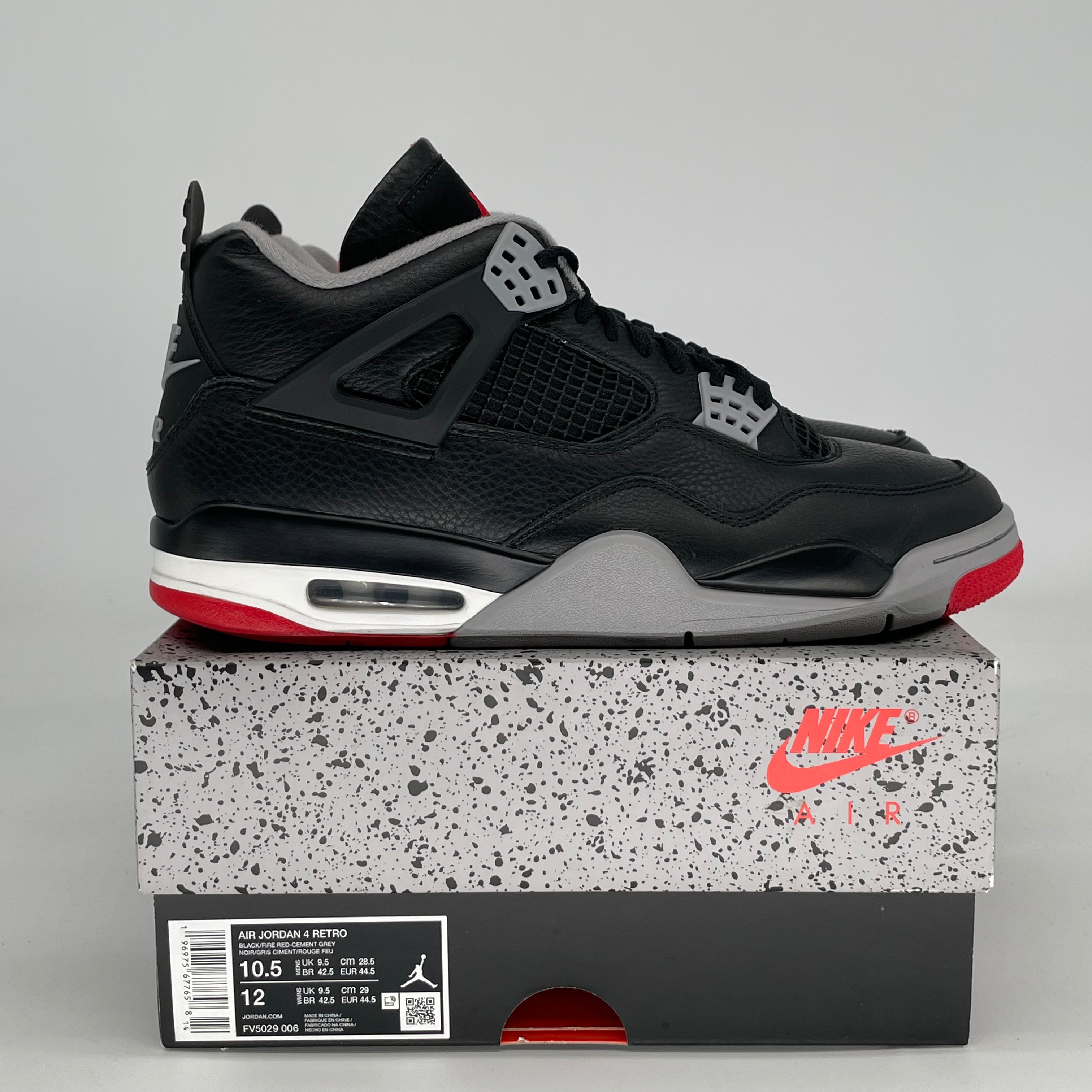 AIR JORDAN 4 BRED REIMAGINED FV5029-006 SIZE 10.5/12W