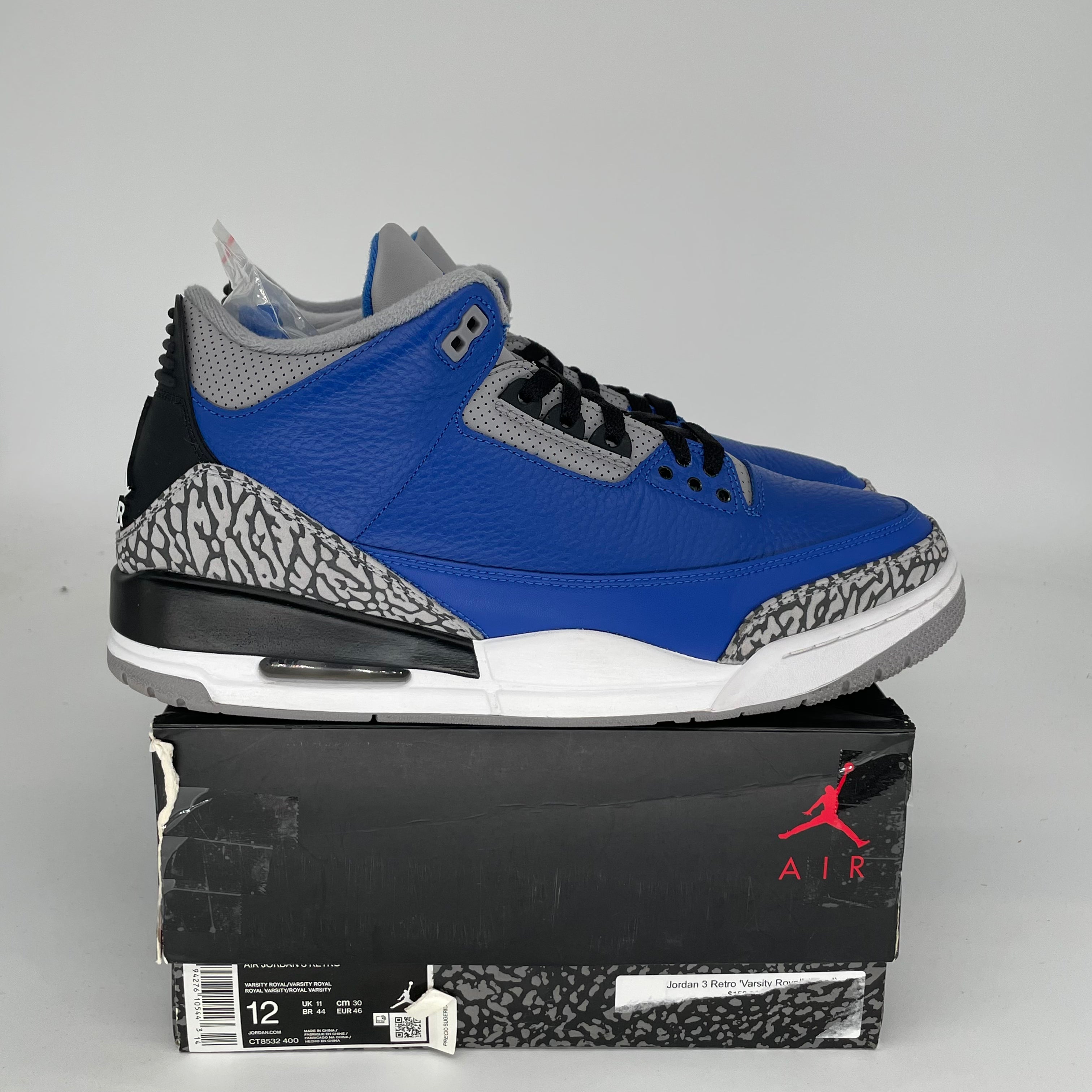 AIR JORDAN 3 VARSITY ROYAL CEMENT SIZE 12 CT8532-400