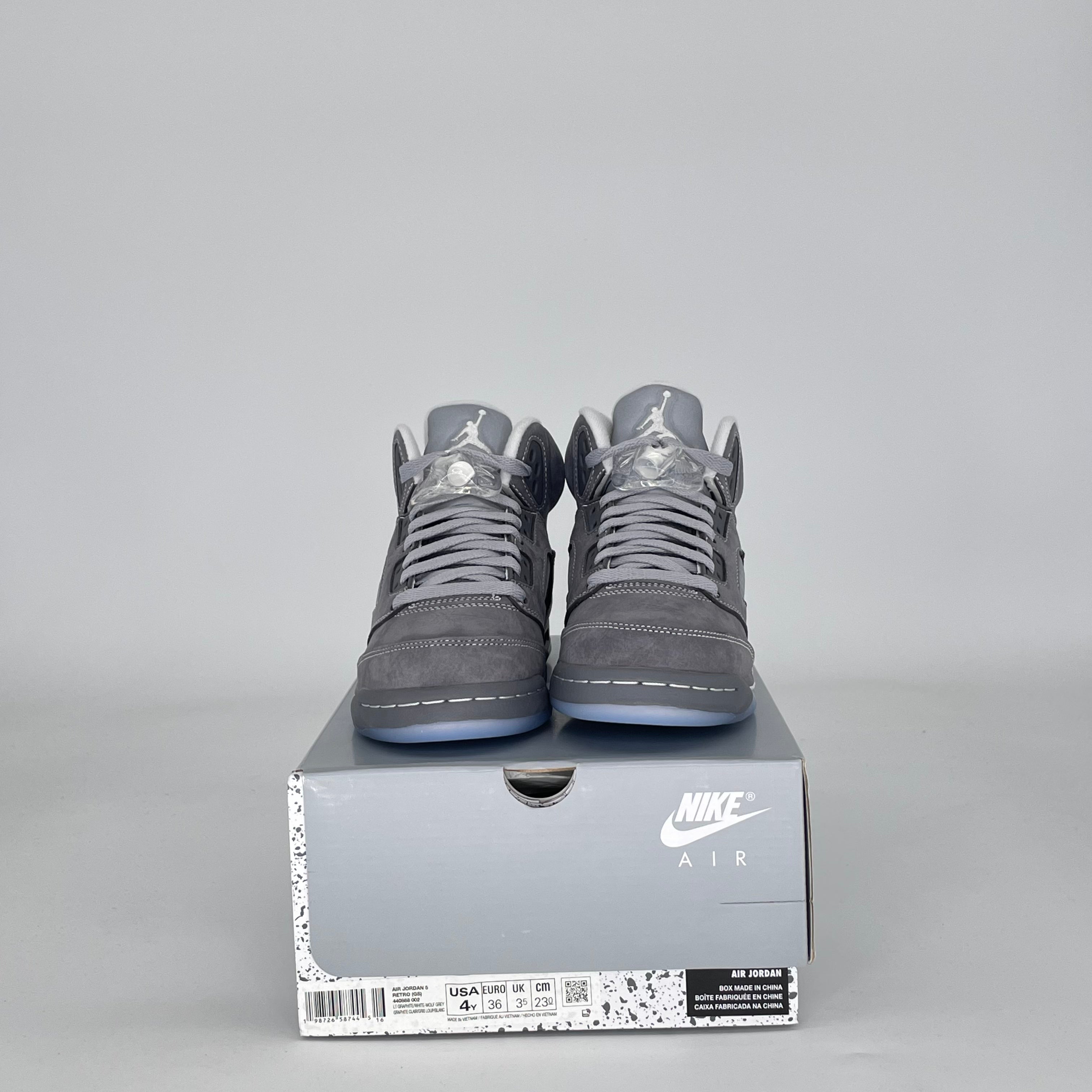 AIR JORDAN 5 WOLF GREY 440888-002 SZ4/5.5W GS