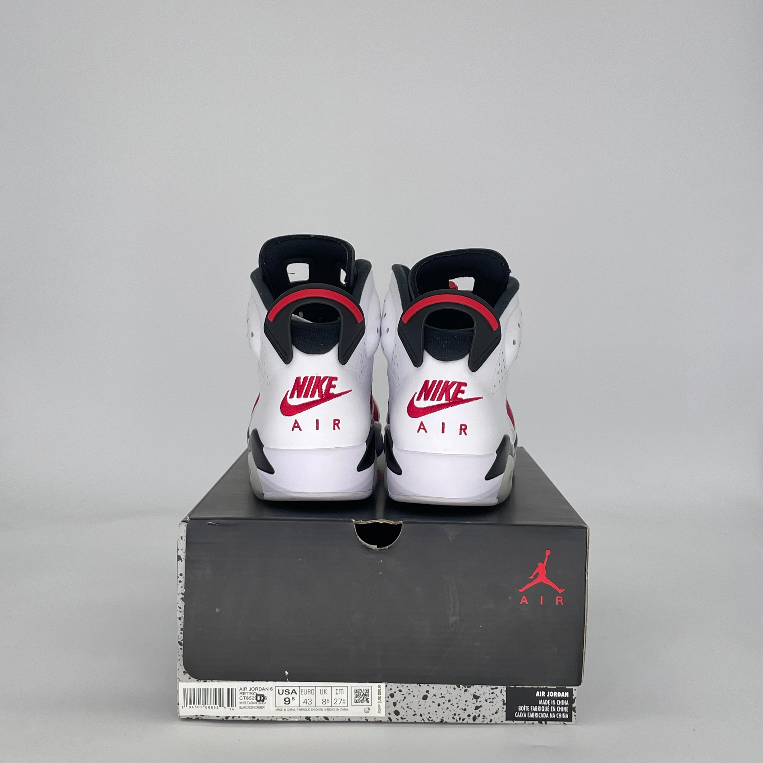 AIR JORDAN 6 CARMINE (2021) CT8529-106 SIZE 9.5/11W