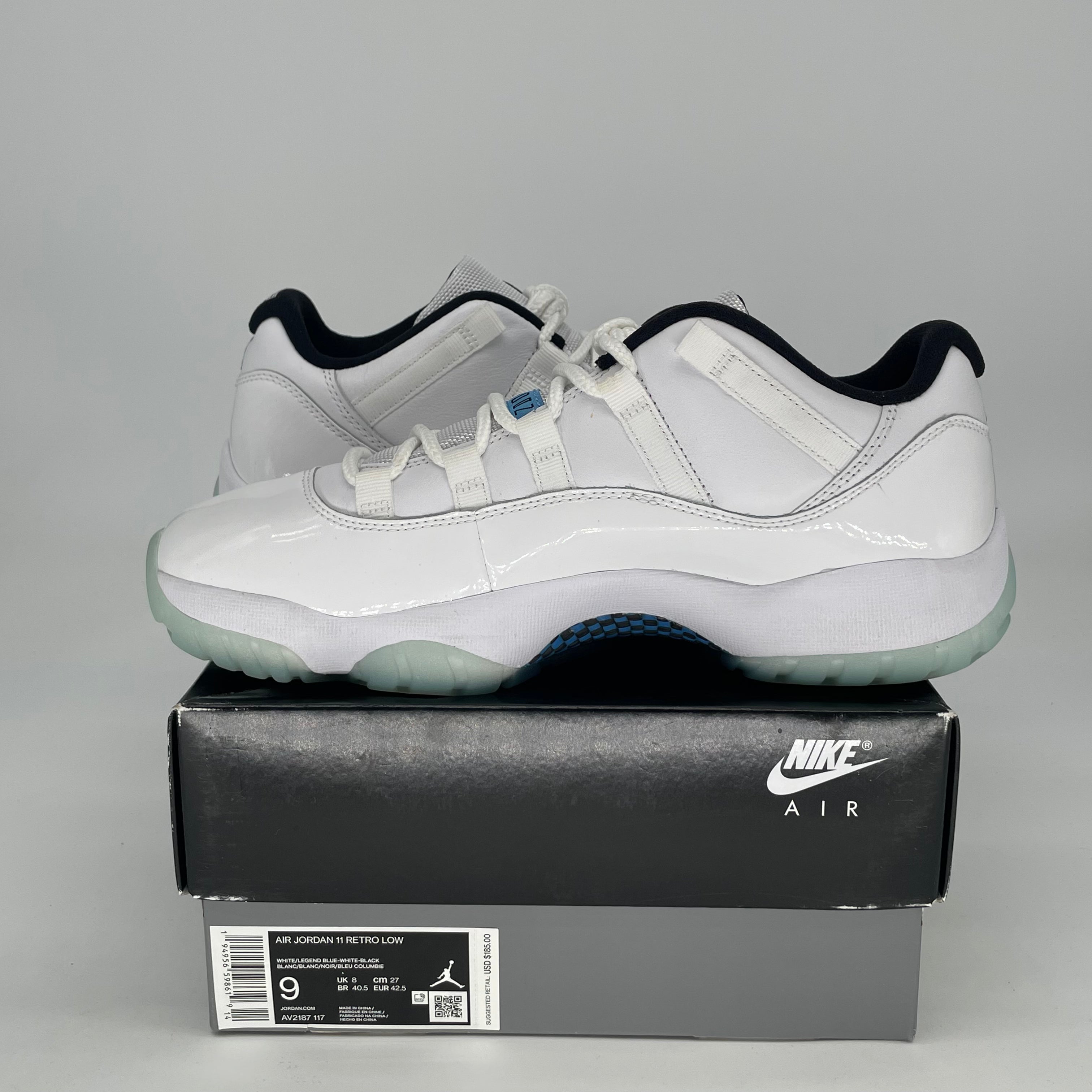 AIR JORDAN 11 LOW LEGEND BLUE AV2187-117 SIZE 9/10.5W