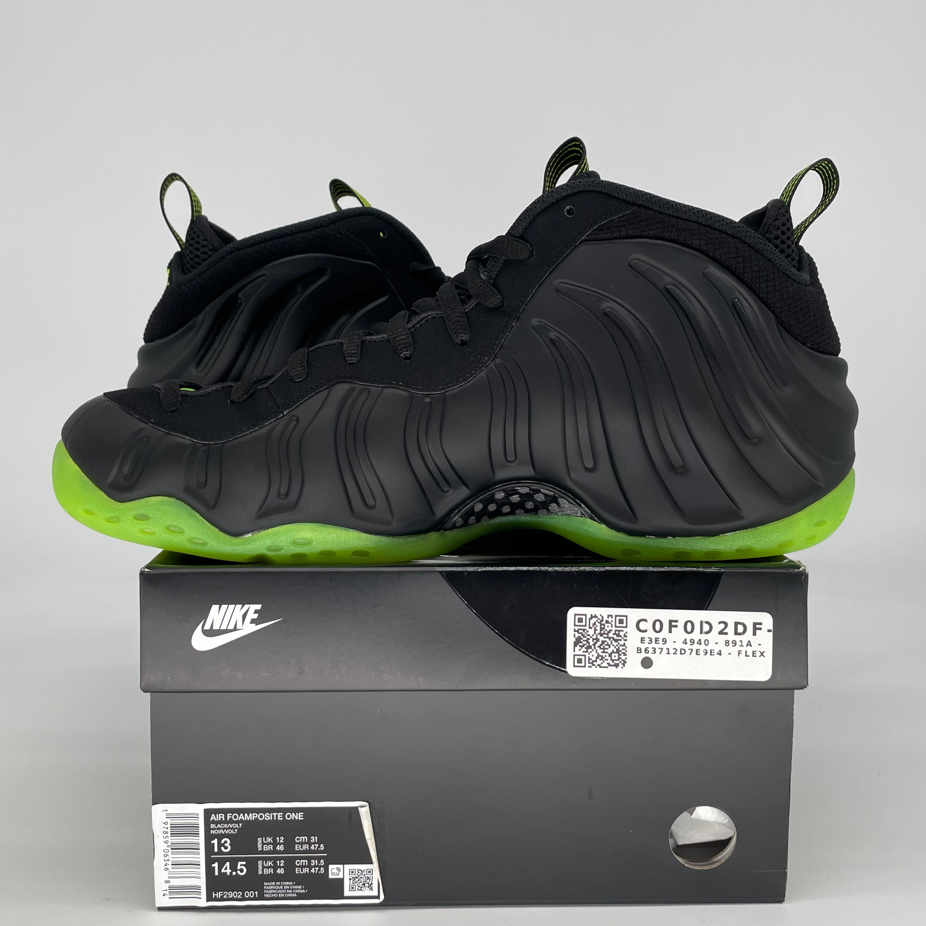 NIKE AIR FOAMPOSITE ONE BLACK VOLT HF2902-001 SIZE 13/14.5W