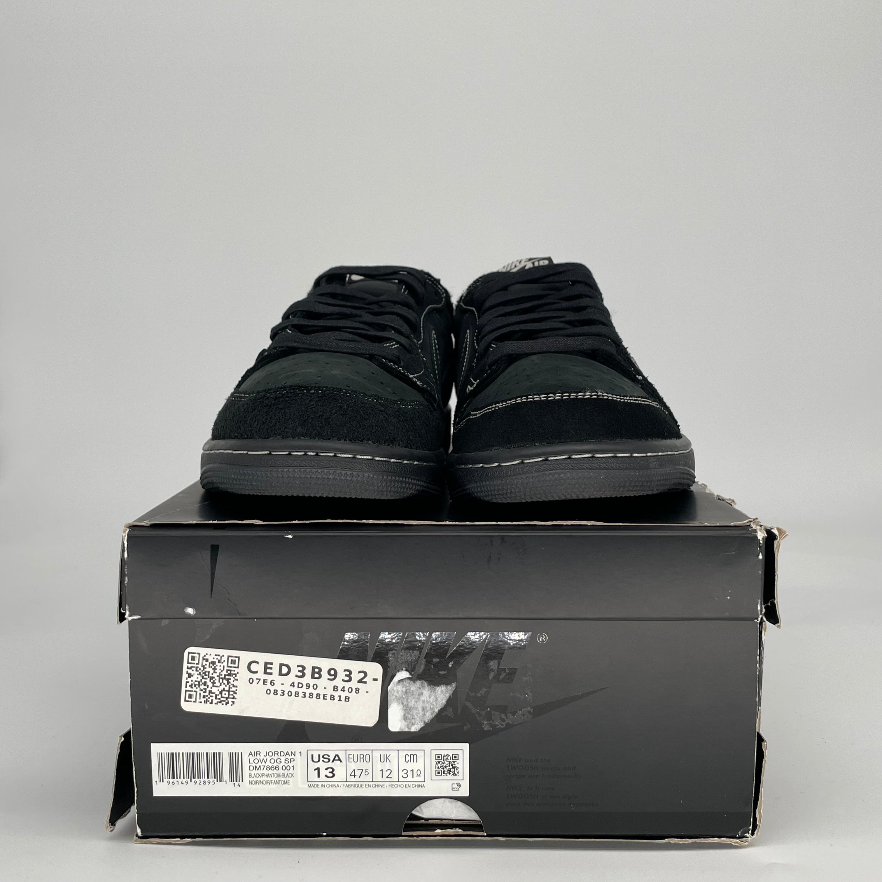 AIR JORDAN 1 TRAVIS SCOTT BLACK PHANTOM DM7866-001 SIZE 13/14.5W