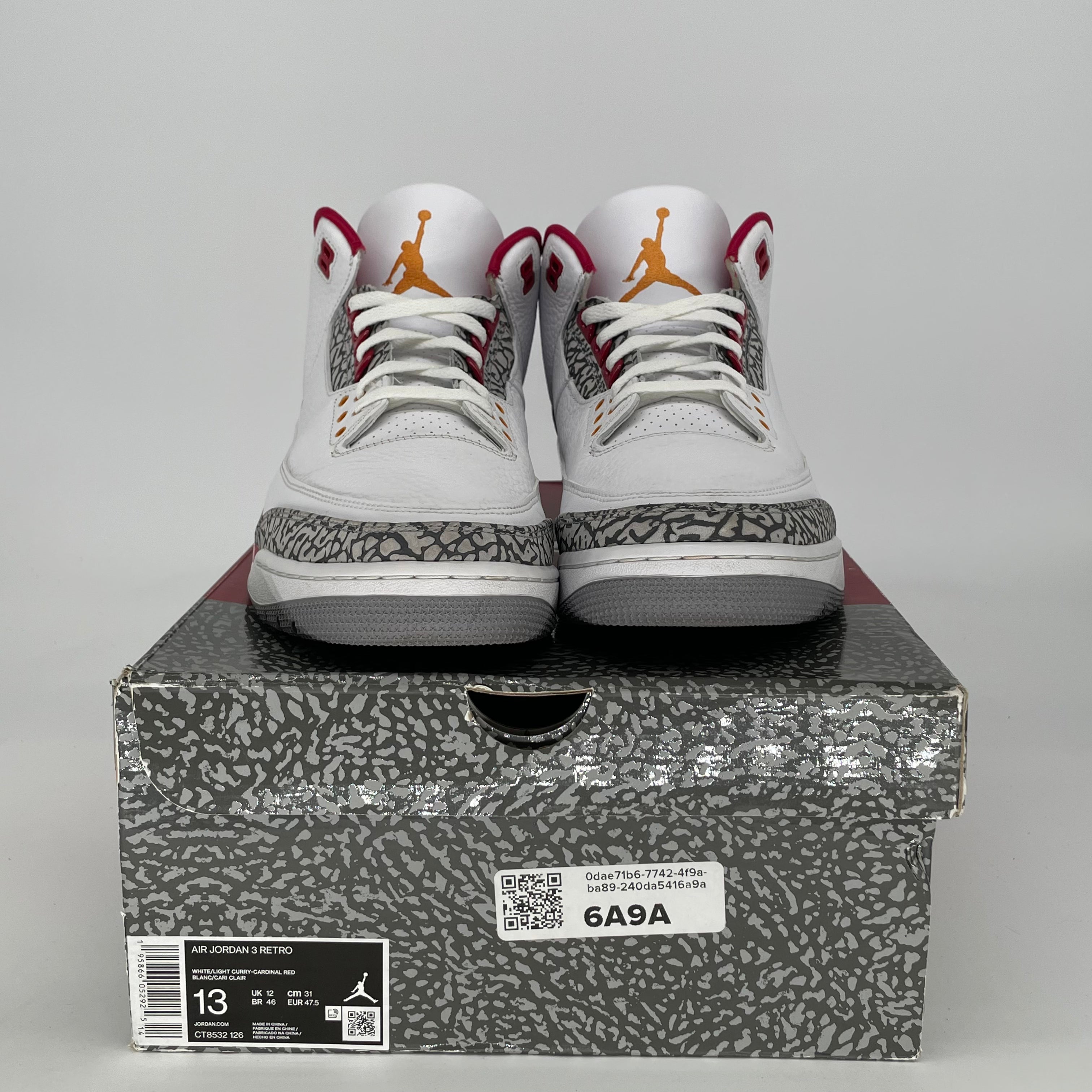 AIR JORDAN 3 CARDINAL RED CT8532-126 SIZE 13/14.5W