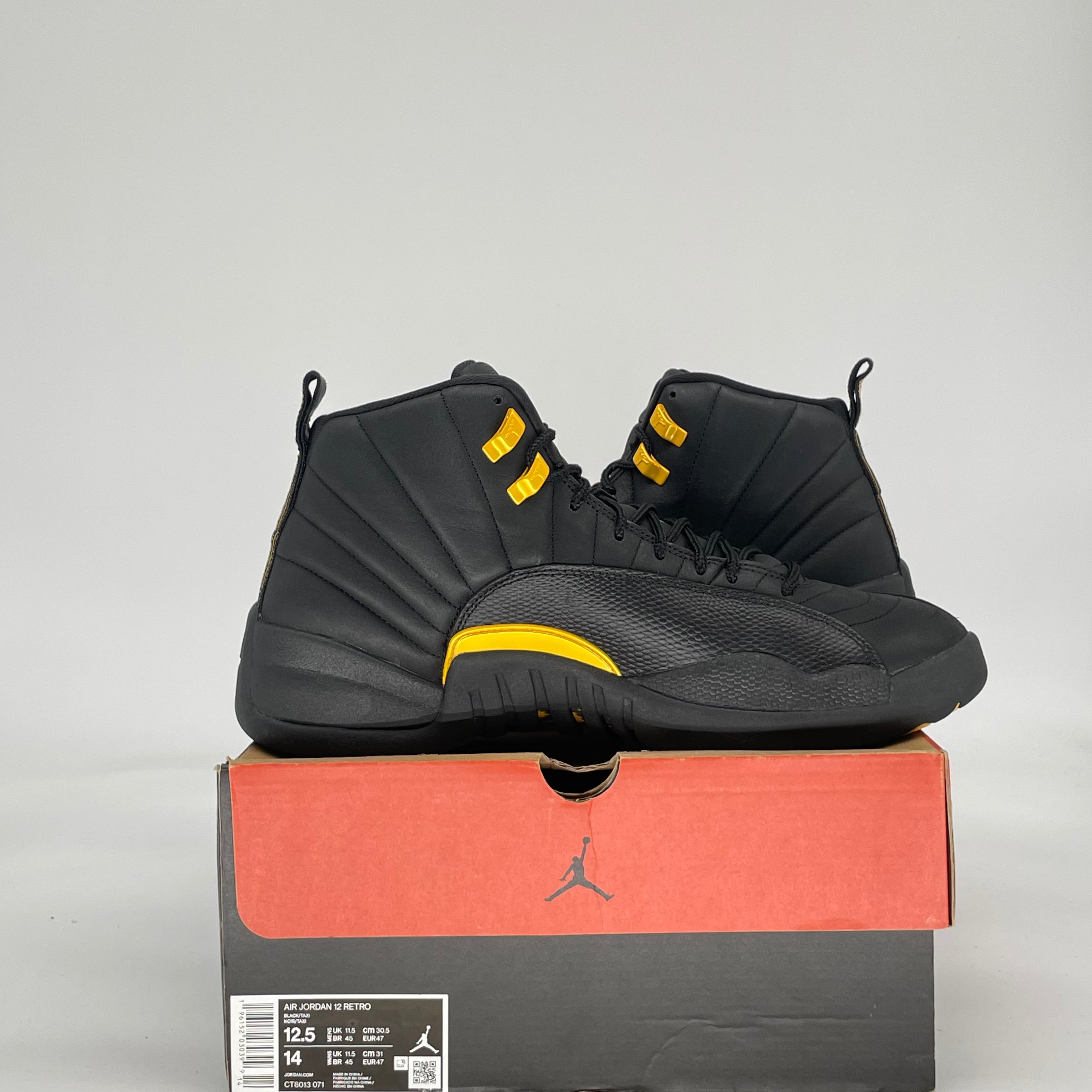 AIR JORDAN 12 BLACK TAXI CT8013-071 SIZE 12.5/14W