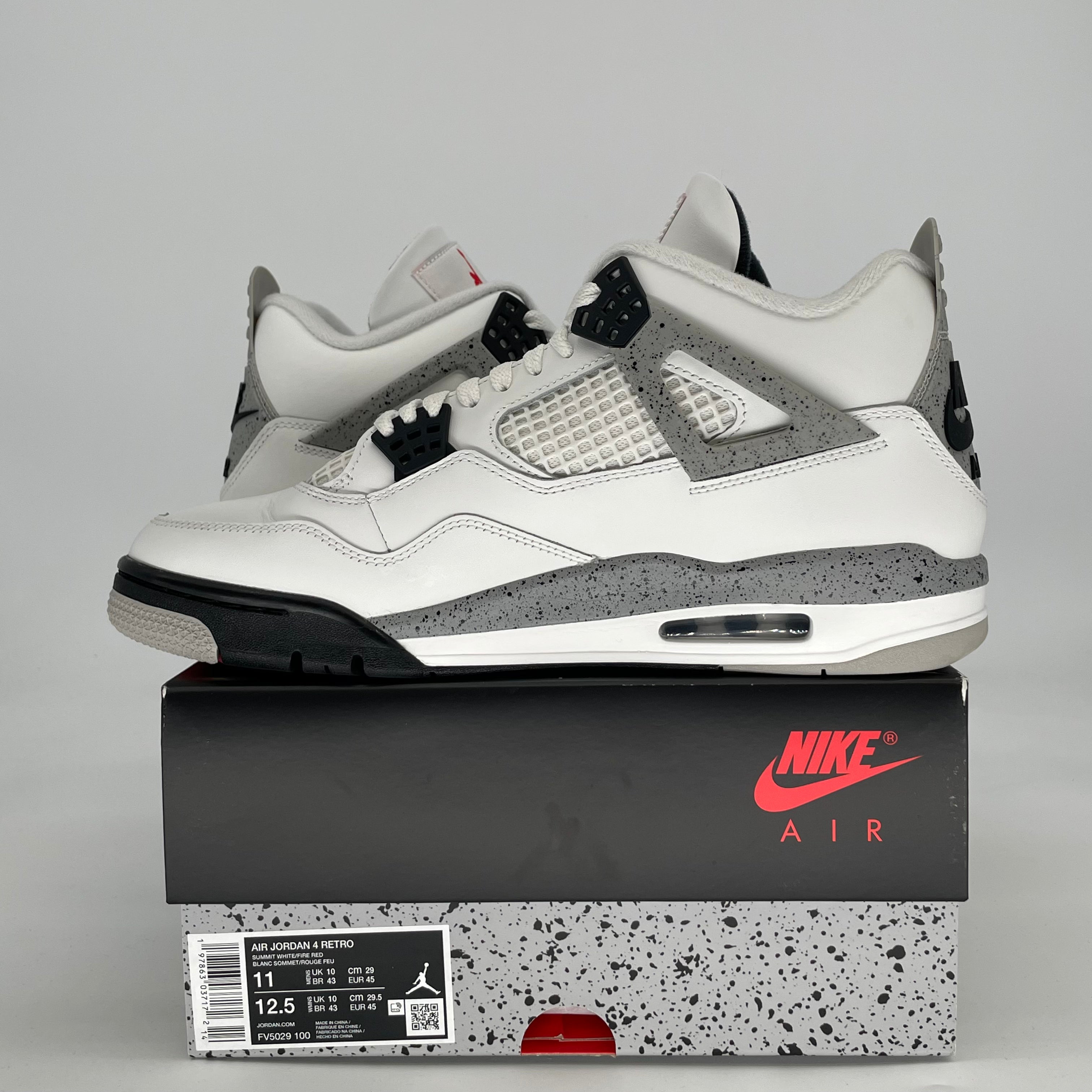 AIR JORDAN 4 WHITE CEMENT FV5029-100 SIZE 11/12.5W