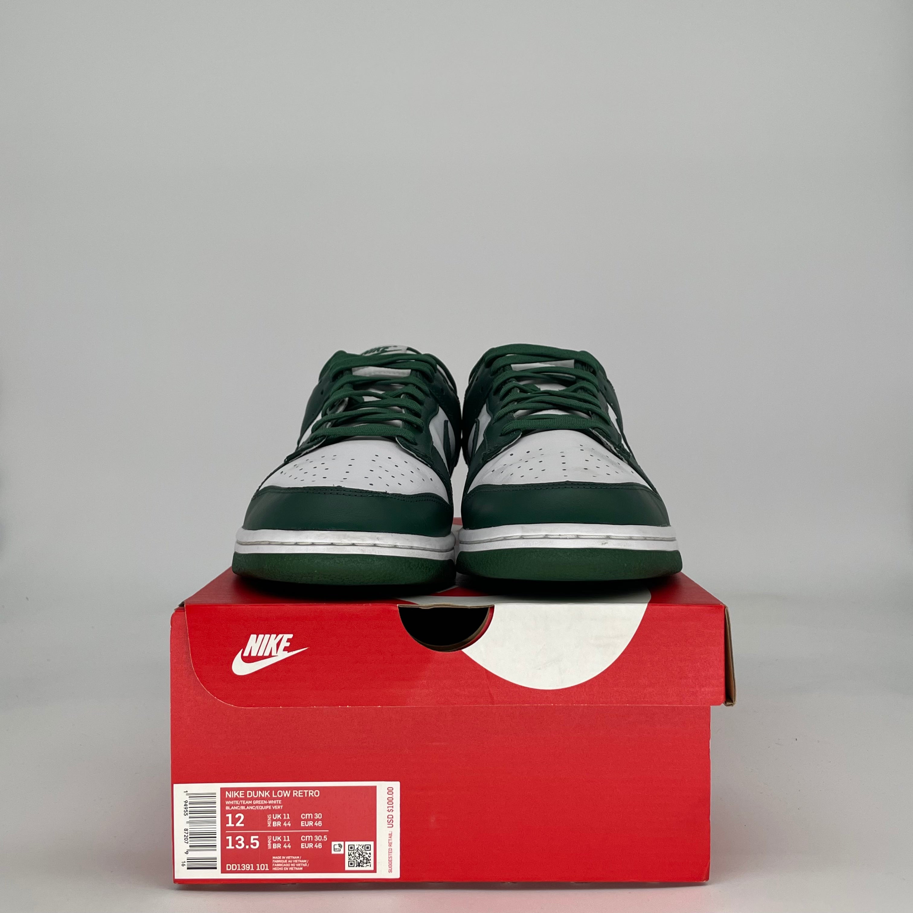 NIKE DUNK LOW MICHIGAN STATE DD1391-101 SIZE 12/13.5W