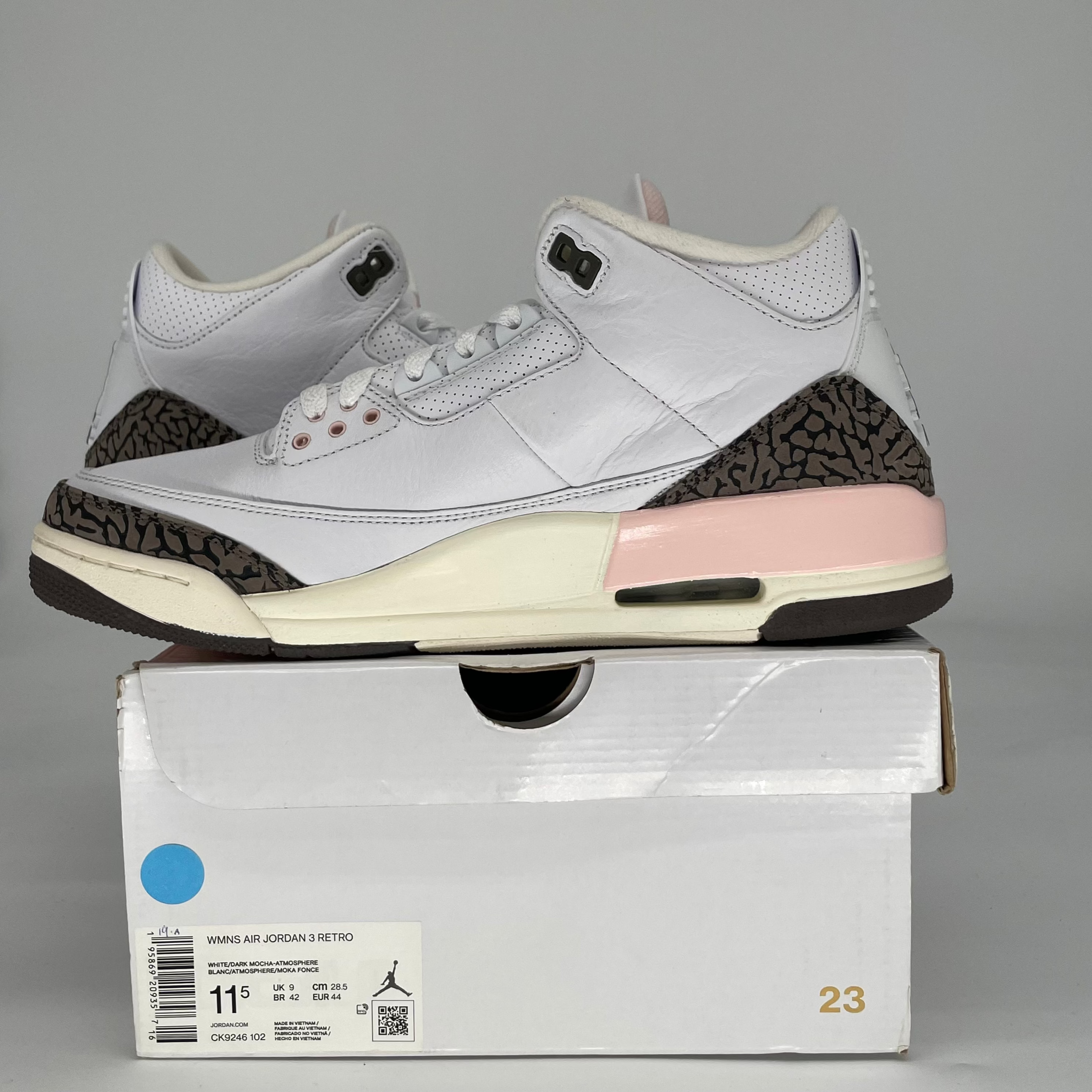 AIR JORDAN 3 NEAPOLITAN DARK MAOCHA W CK9246-102 SIZE 10/11.5W