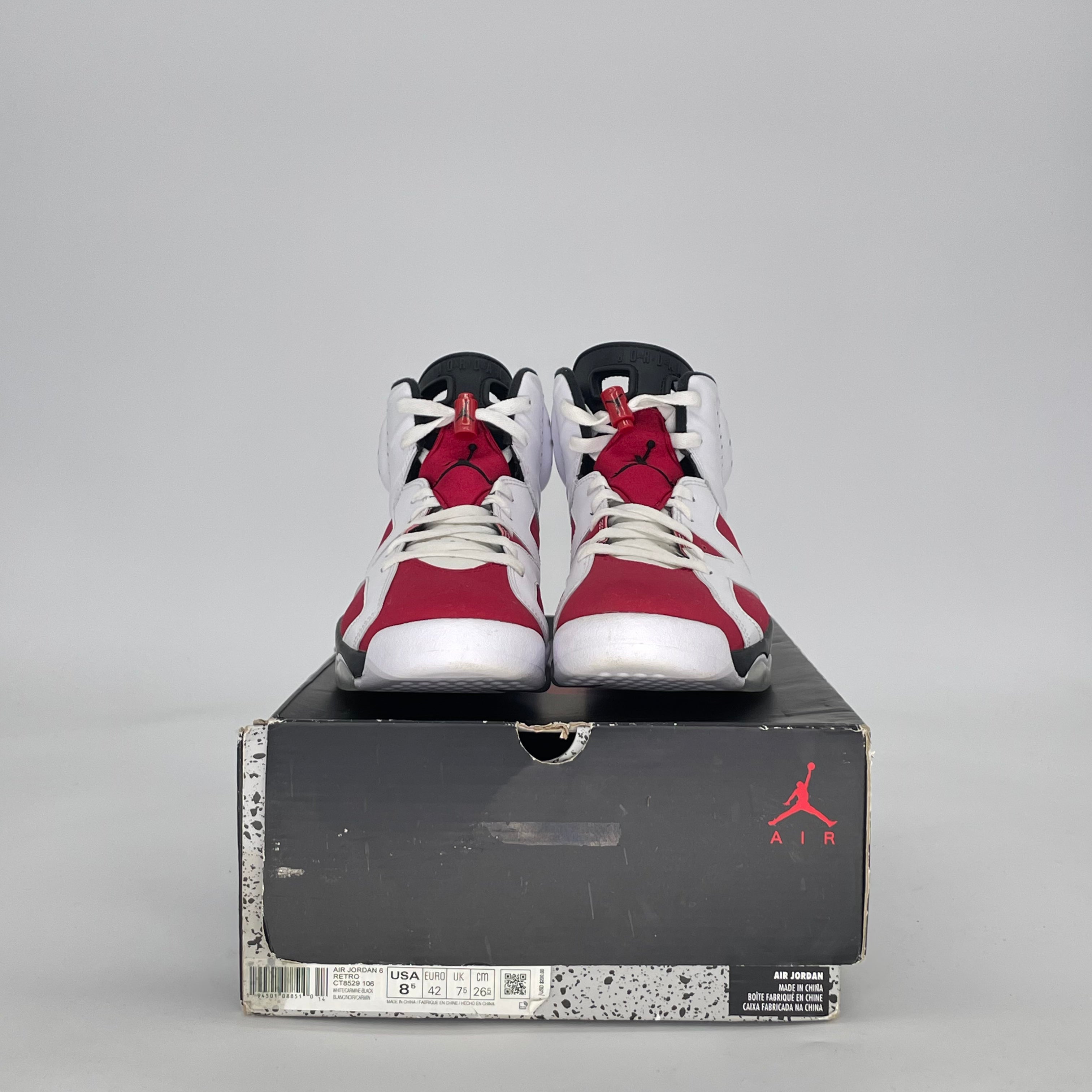 AIR JORDAN 6 CARMINE (2021) CT8529-106 SIZE 8.5/10W