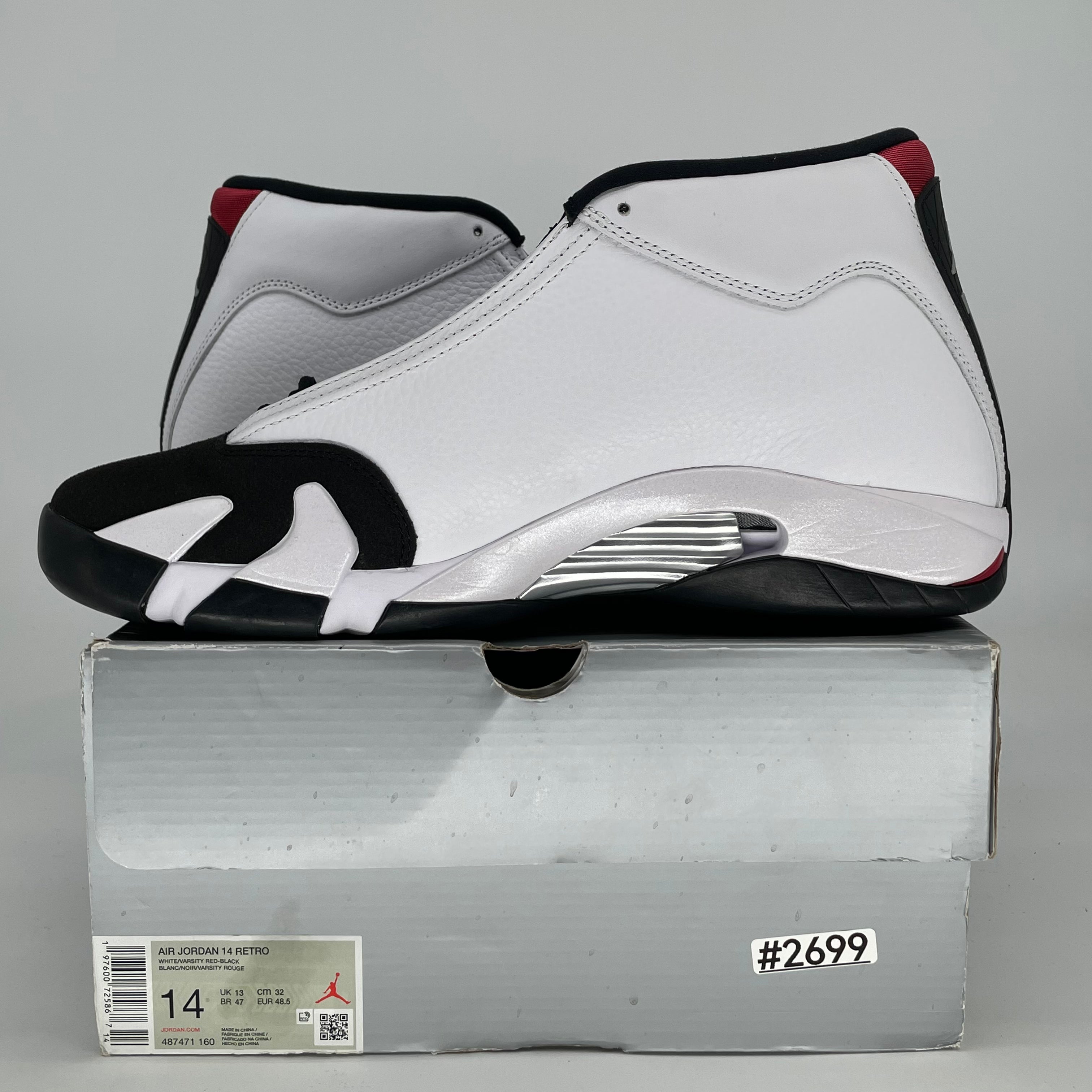 AIR JORDAN 14 BLACK TOE 487471-160 SIZE 14/15.5W