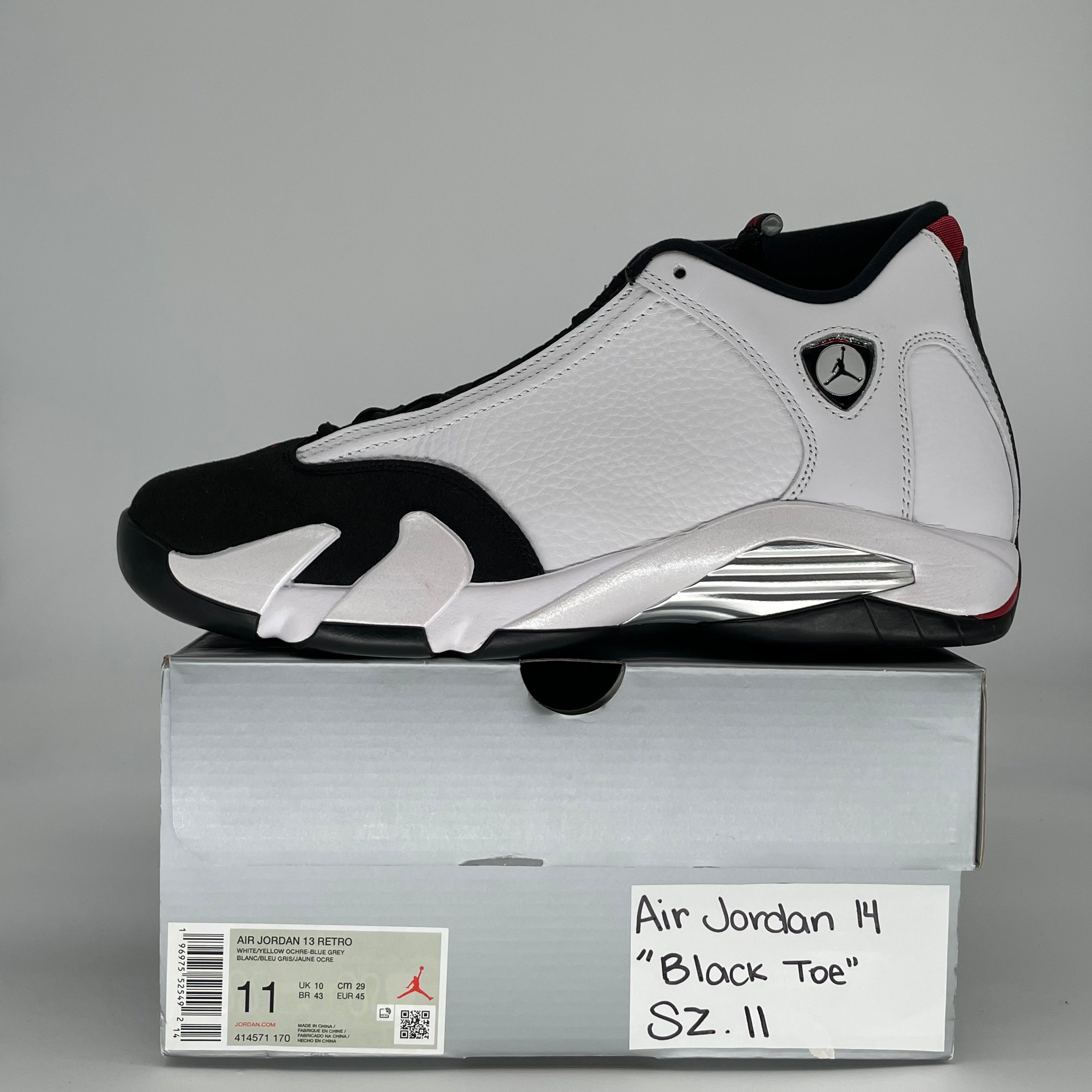 AIR JORDAN 14 BLACK TOE 487471-160 SIZE 11/12.5W