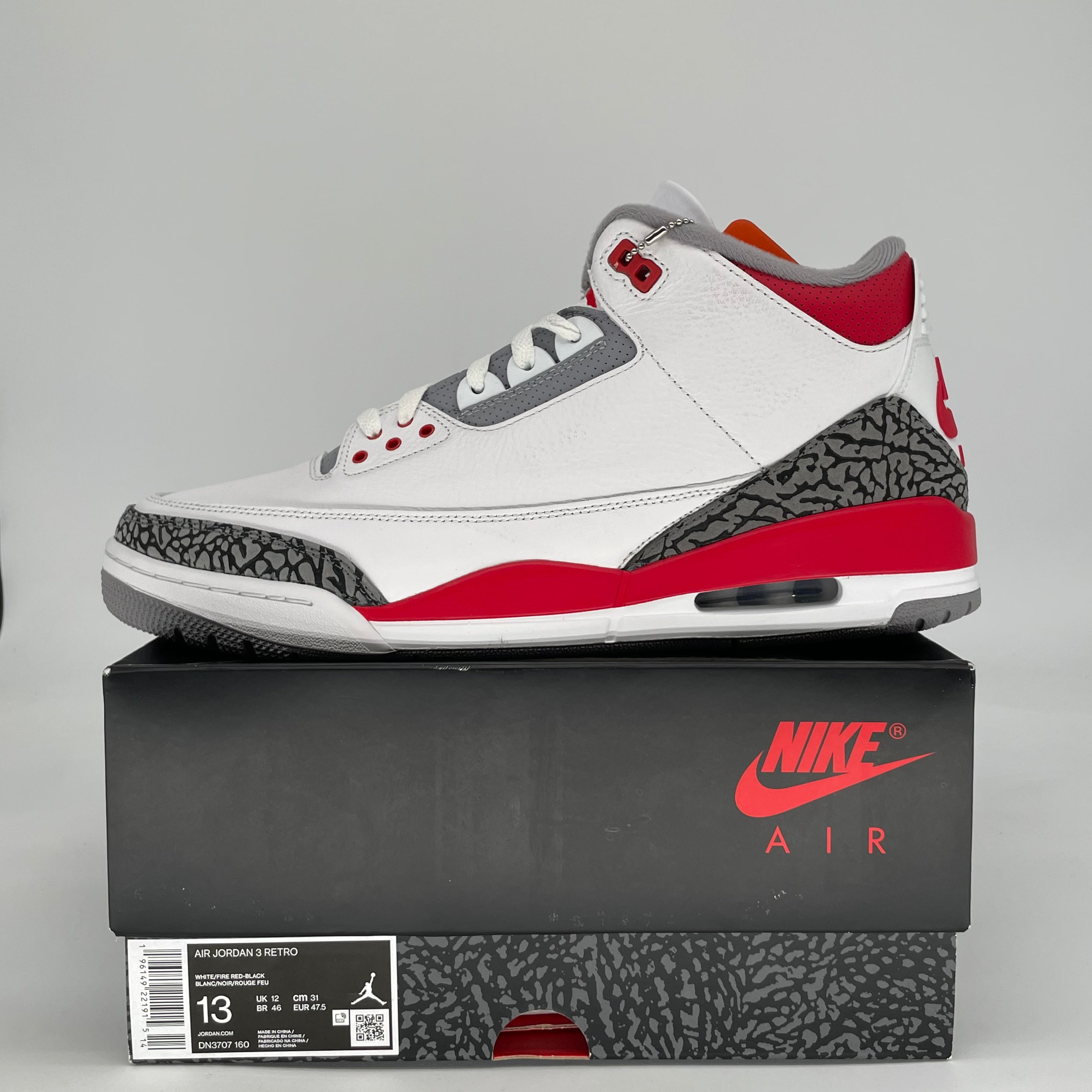 AIR JORDAN 3 FIRE RED DN3707-160 SIZE 13/14.5W
