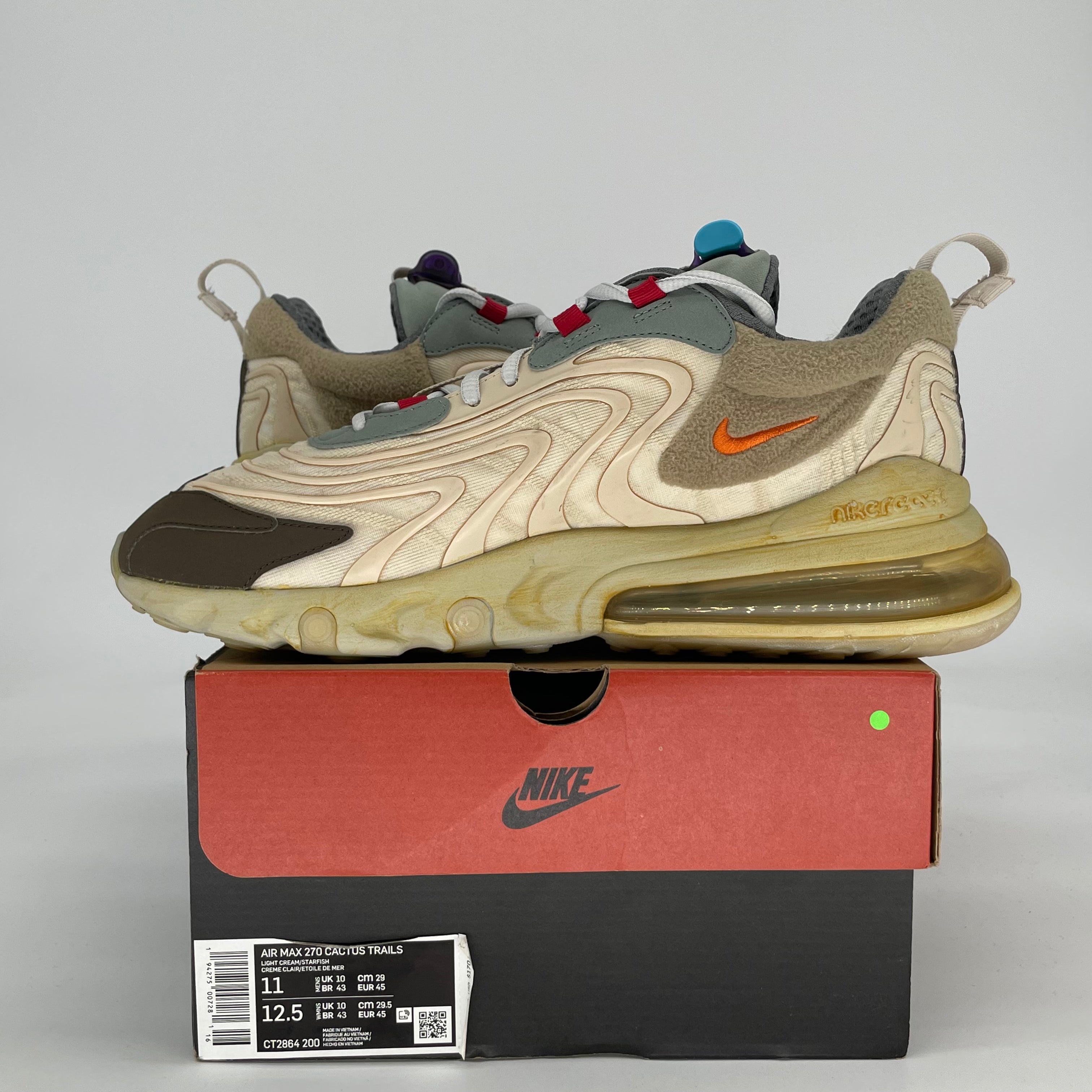 TRAVIS SCOTT X NIKE AIR MAX 270 CACTUS TRAILS CT2864-200 SIZE 11/12.5W