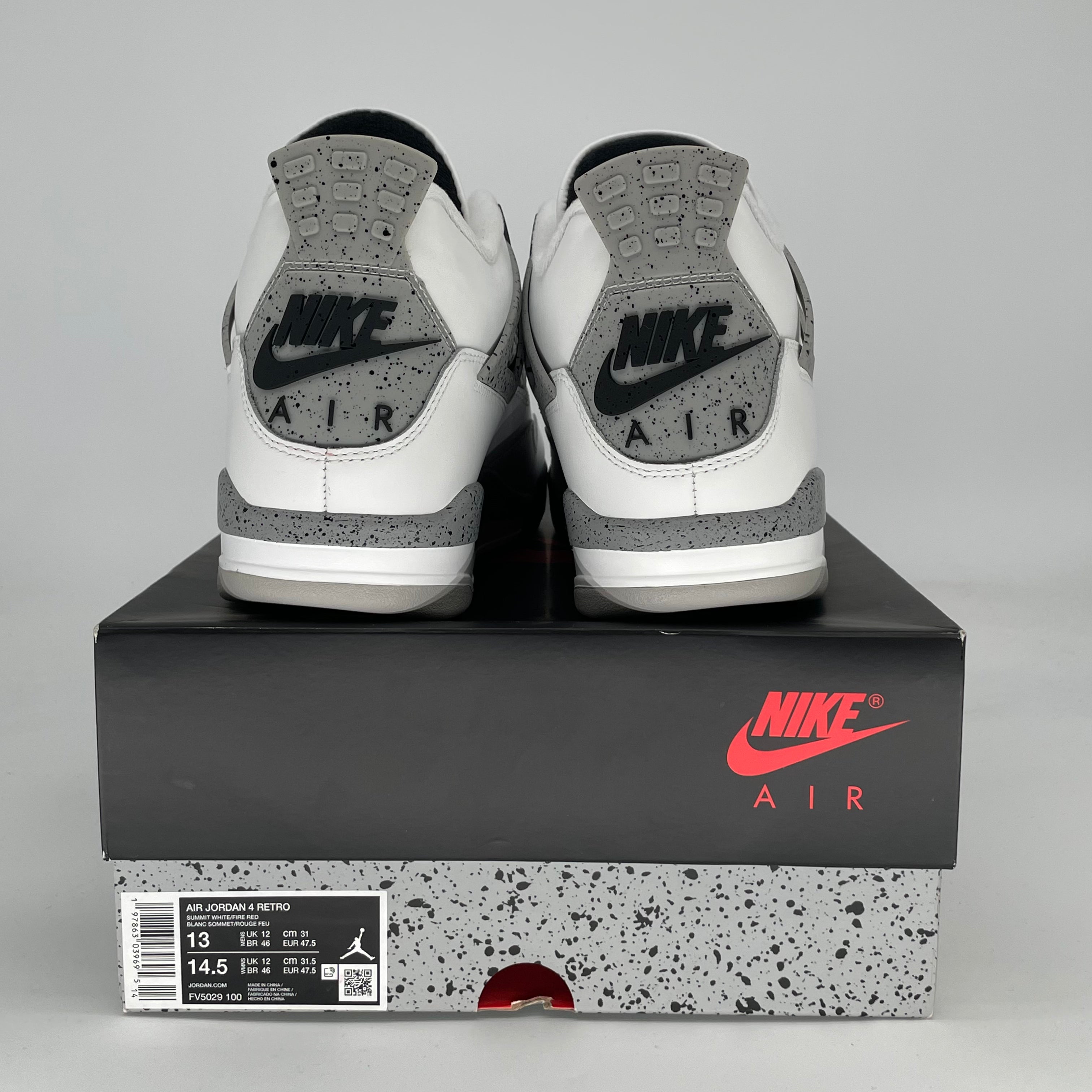 AIR JORDAN 4 WHITE CEMENT FV5029-100 SIZE 13/14.5W