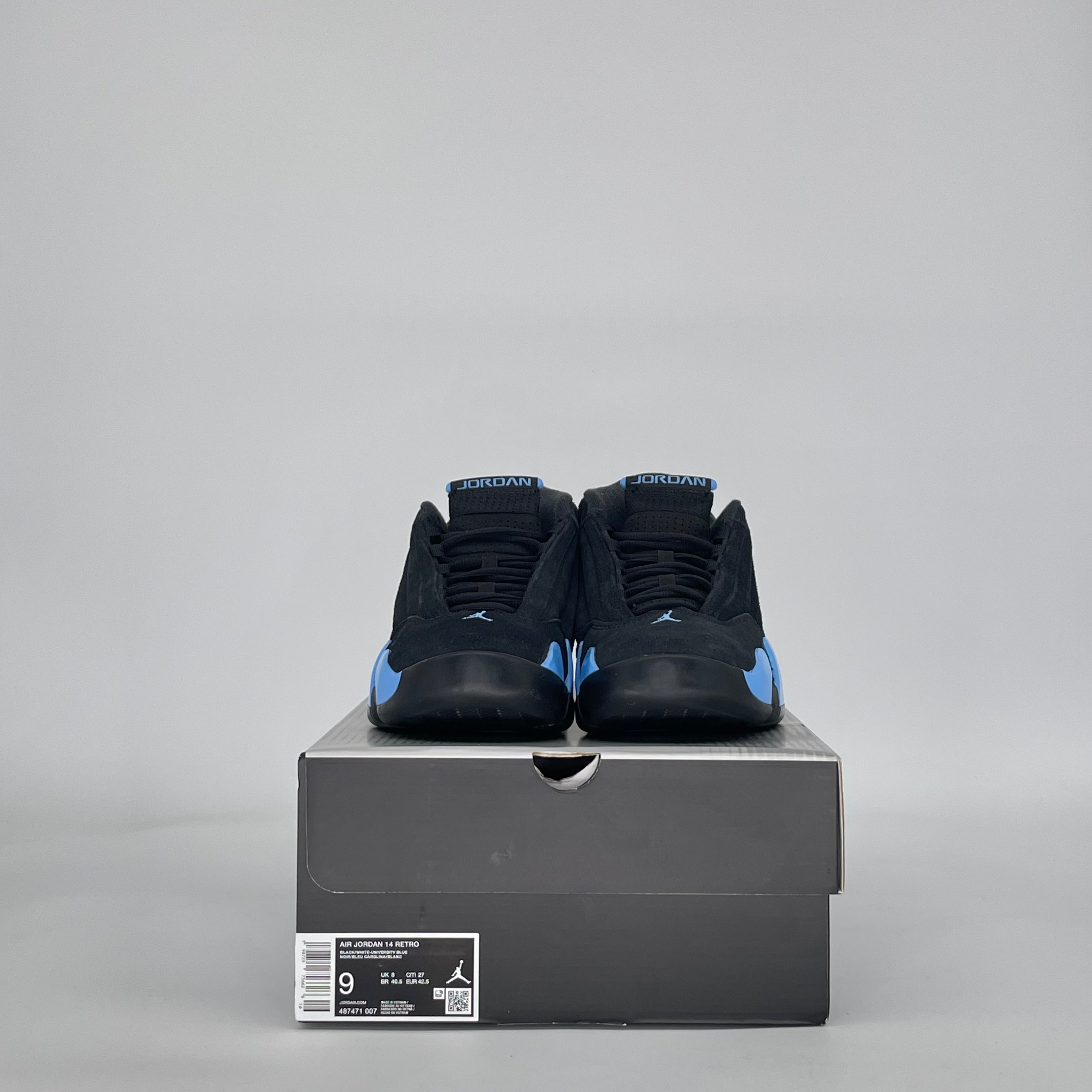 AIR JORDAN 14 BLACK UNIVERSITY BLUE 487471-007 SIZE 9/10.5W