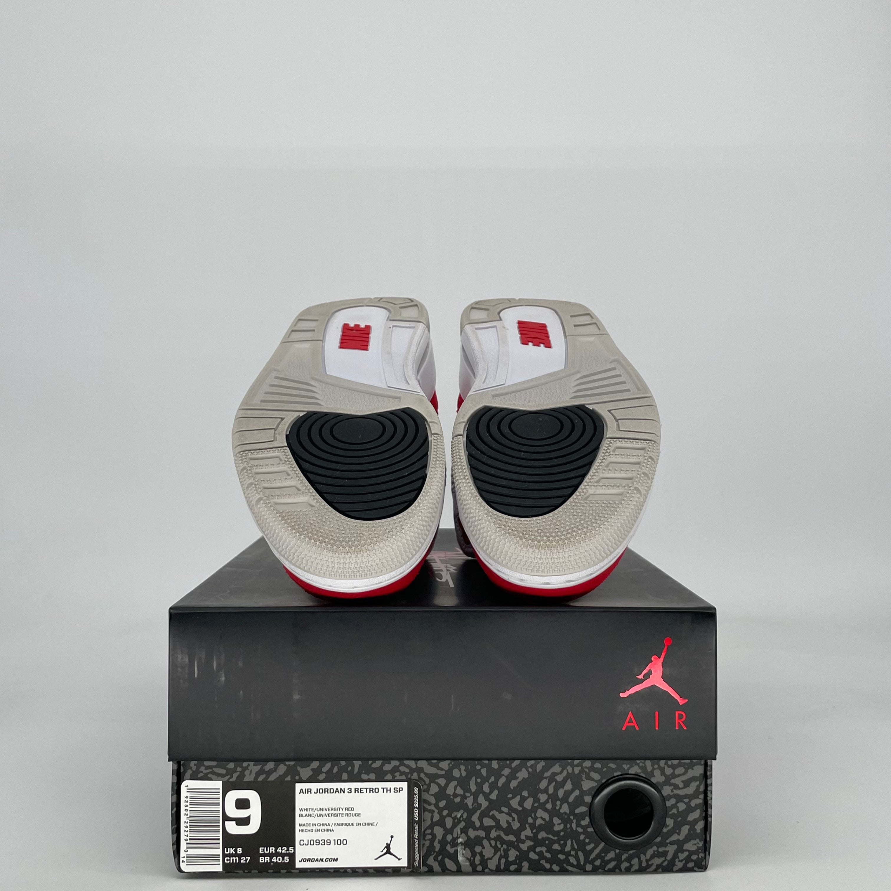 AIR JORDAN 3 TINKER WHITE UNIVERSITY RED CJ0939-100 SIZE 9/10.5W