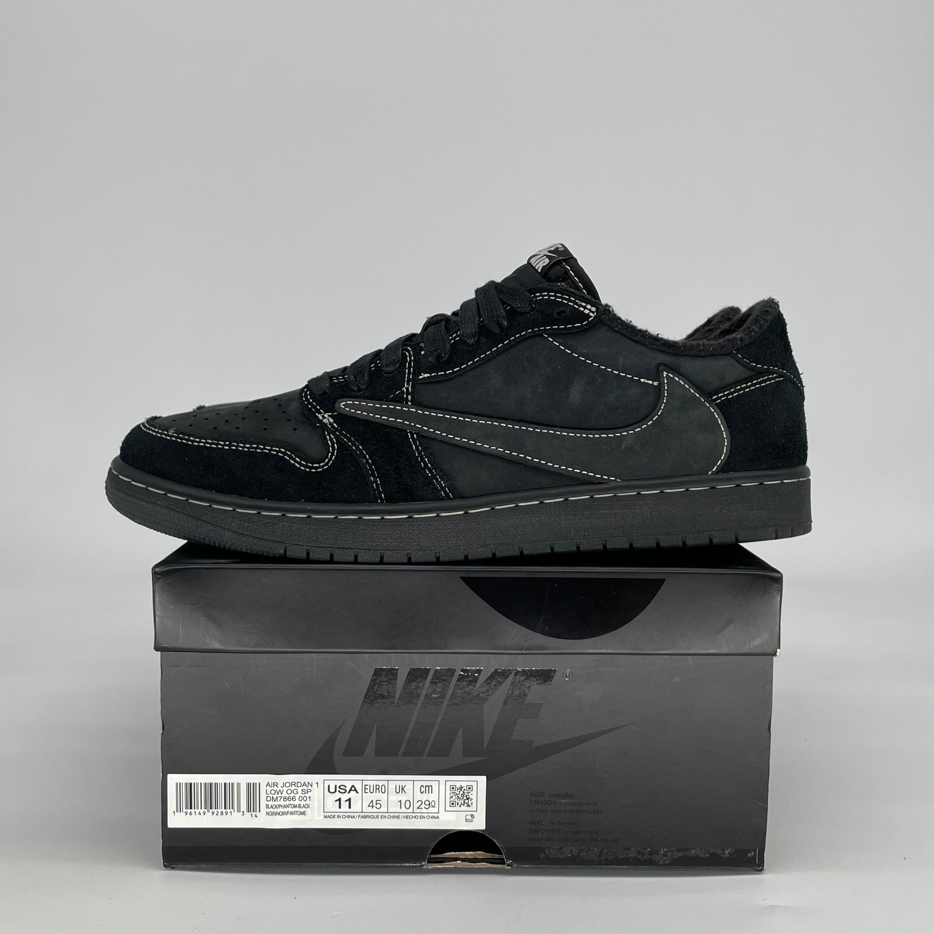 TRAVIS SCOTT X AIR JORDAN 1 LOW BLACK PHANTOM DM7866-001 SIZE 11/12.5W
