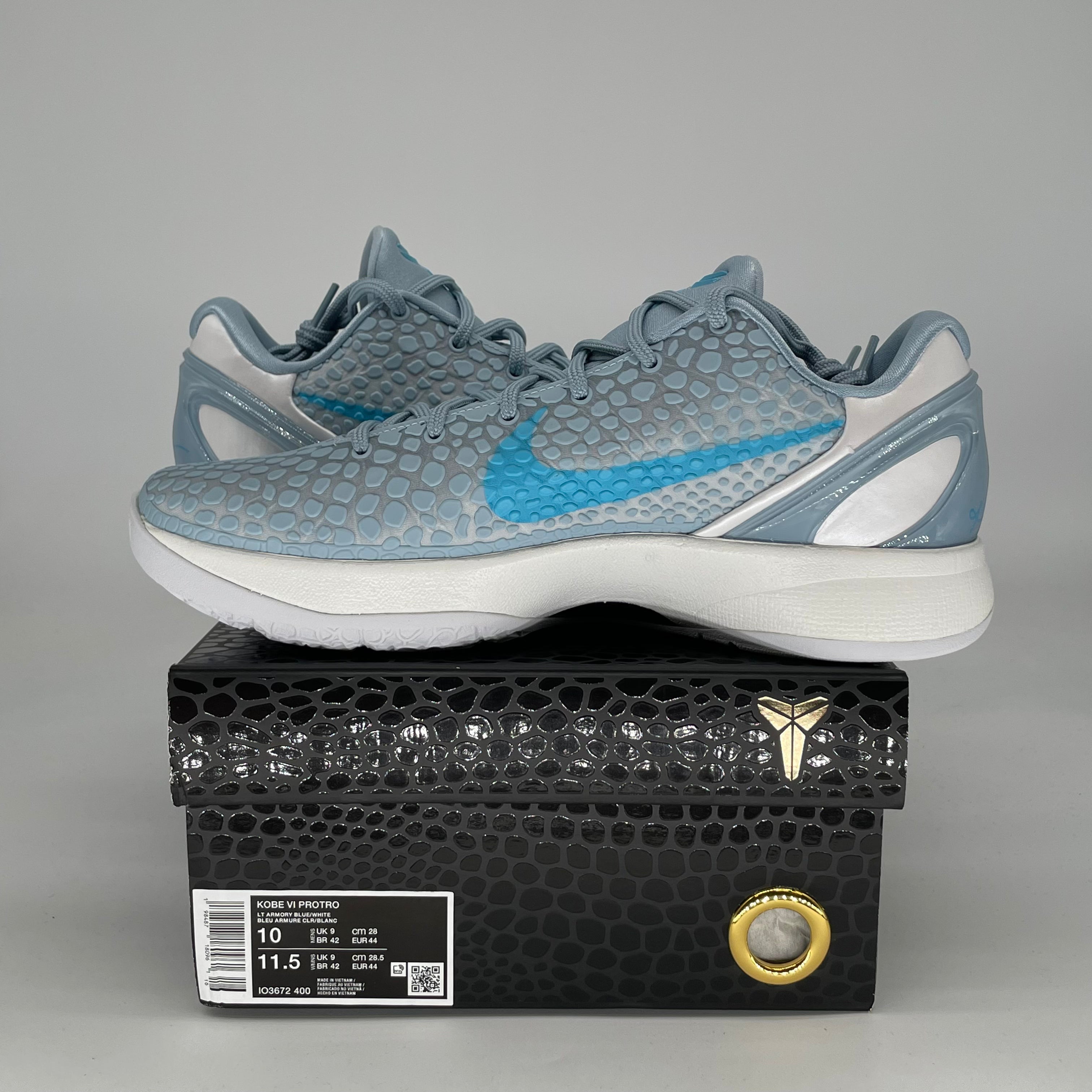 NIKE KOBE 6 PROTRO CAITLIN CLARK LIGHT ARMORY BLUE IO3672-400 SIZE 10/11.5W