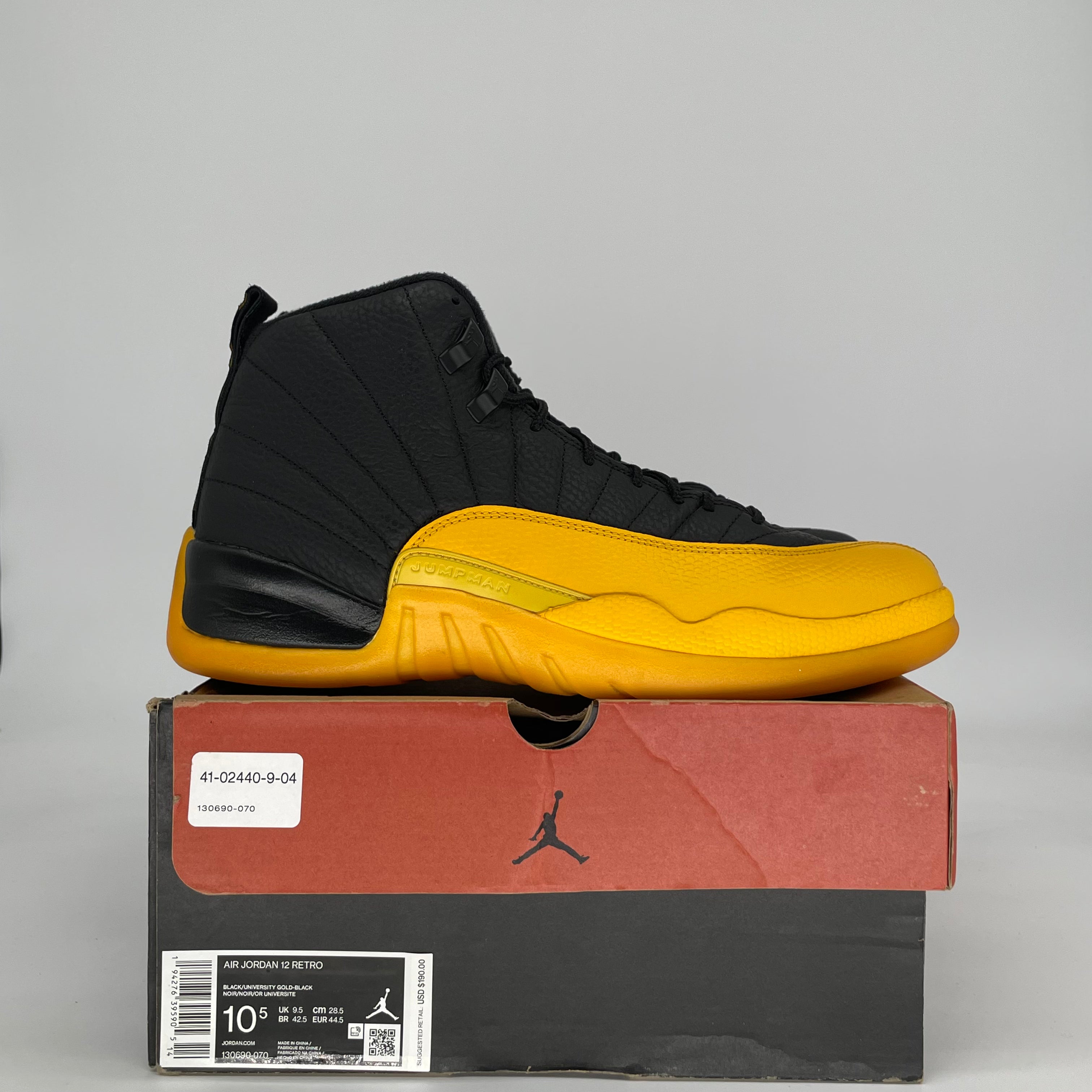 AIR JORDAN 12 UNIVERSITY GOLD 130690-070 SIZE 10.5/12W