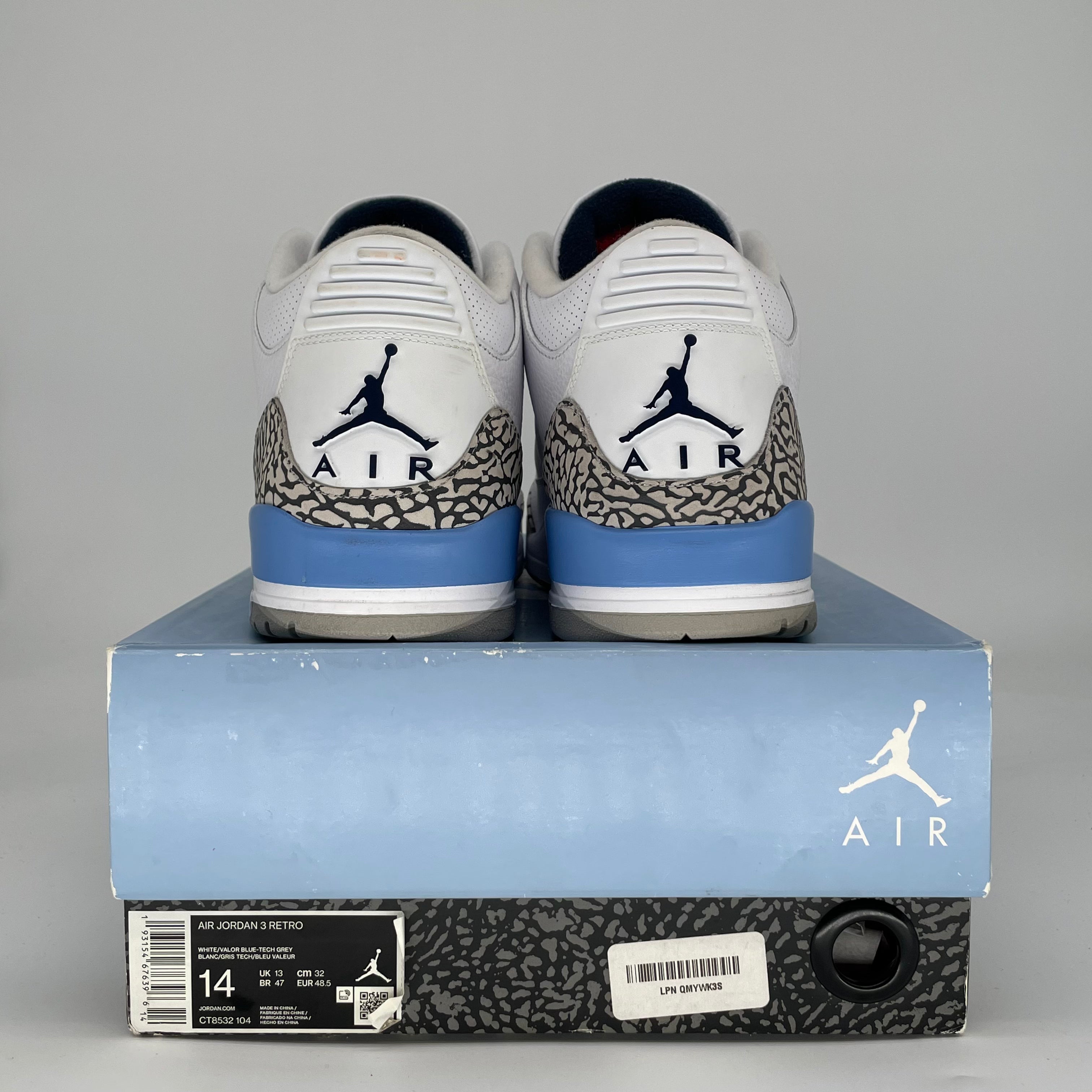 AIR JORDAN 3 UNC CT8532-104 SIZE 14/15.5W