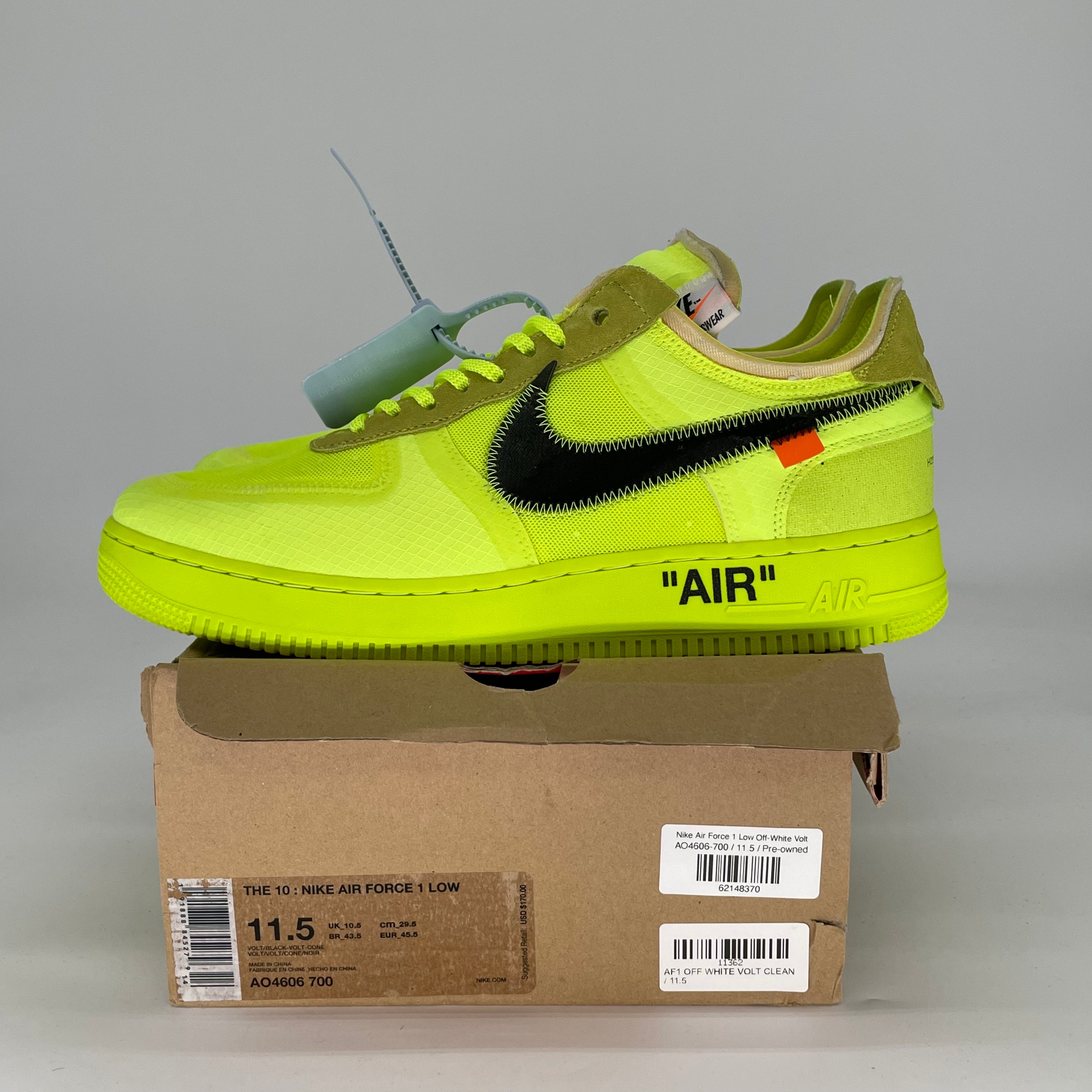 OFF WHITE X NIKE AIR FORCE 1 VOLT AO4606-700 SIZE 11.5/13W