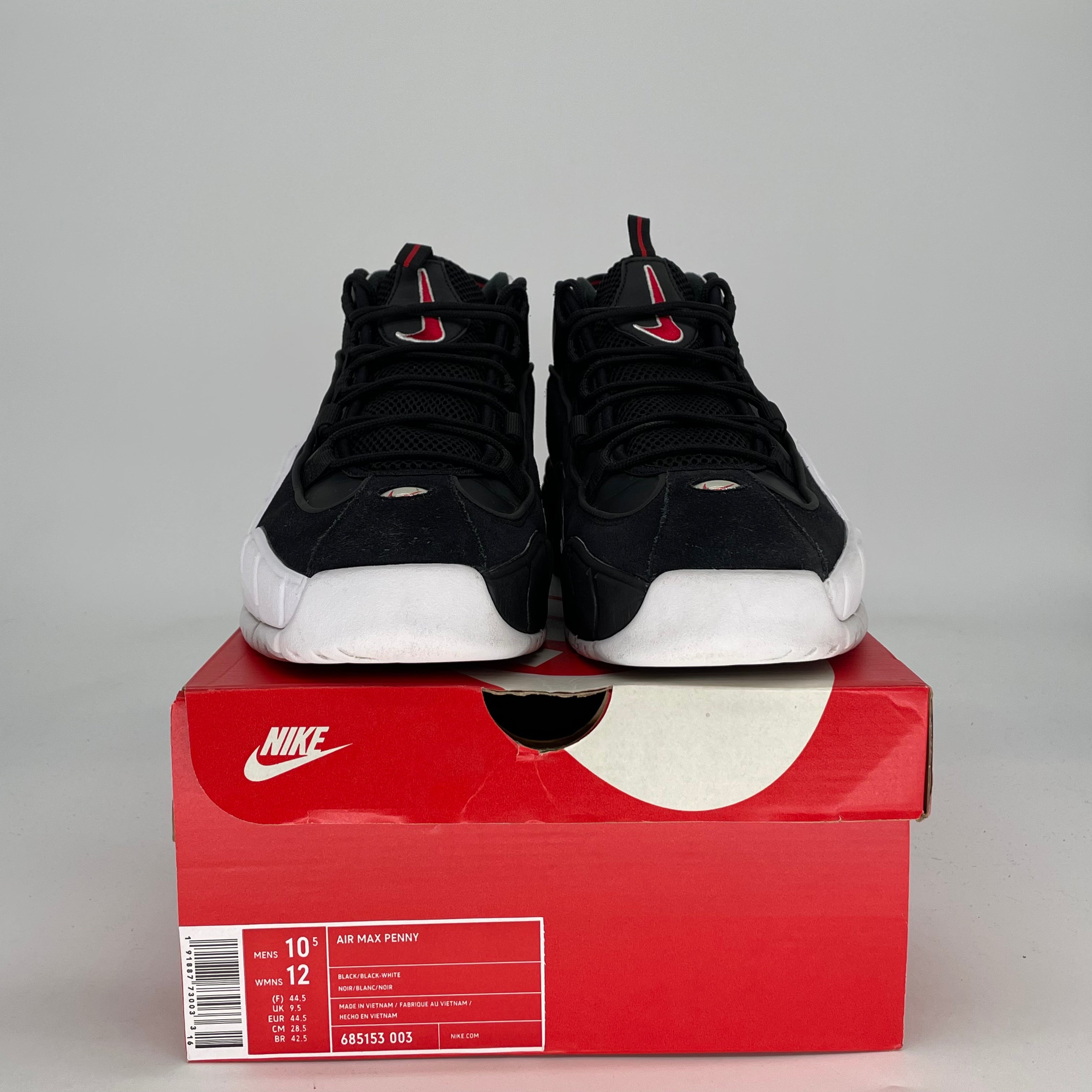 NIKE AIR MAX PENNY BLACK WHITE RED 685153-003 SIZE 10.5/12W