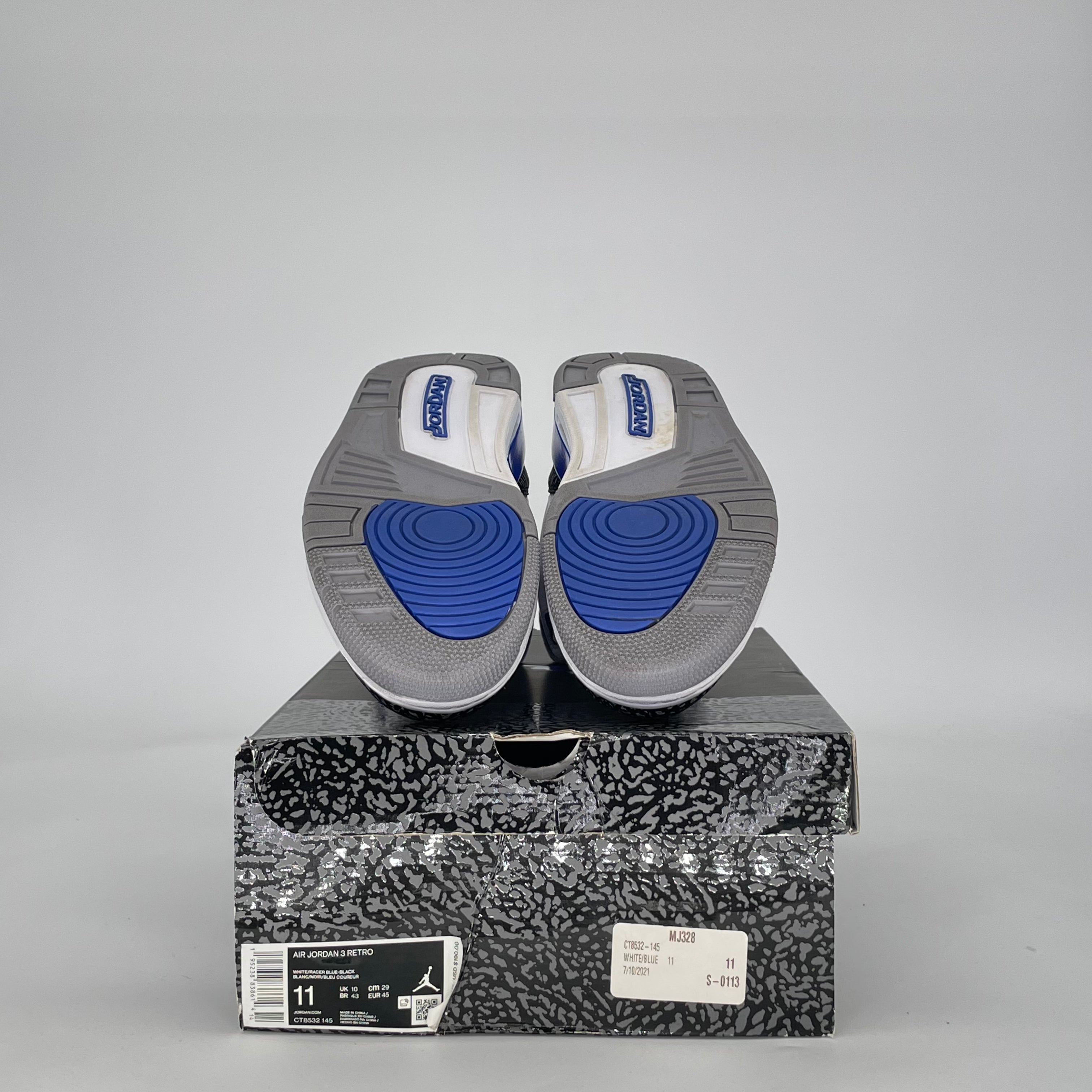 AIR JORDAN 3 RACER BLUE CT8532-145 SIZE 11/12.5W