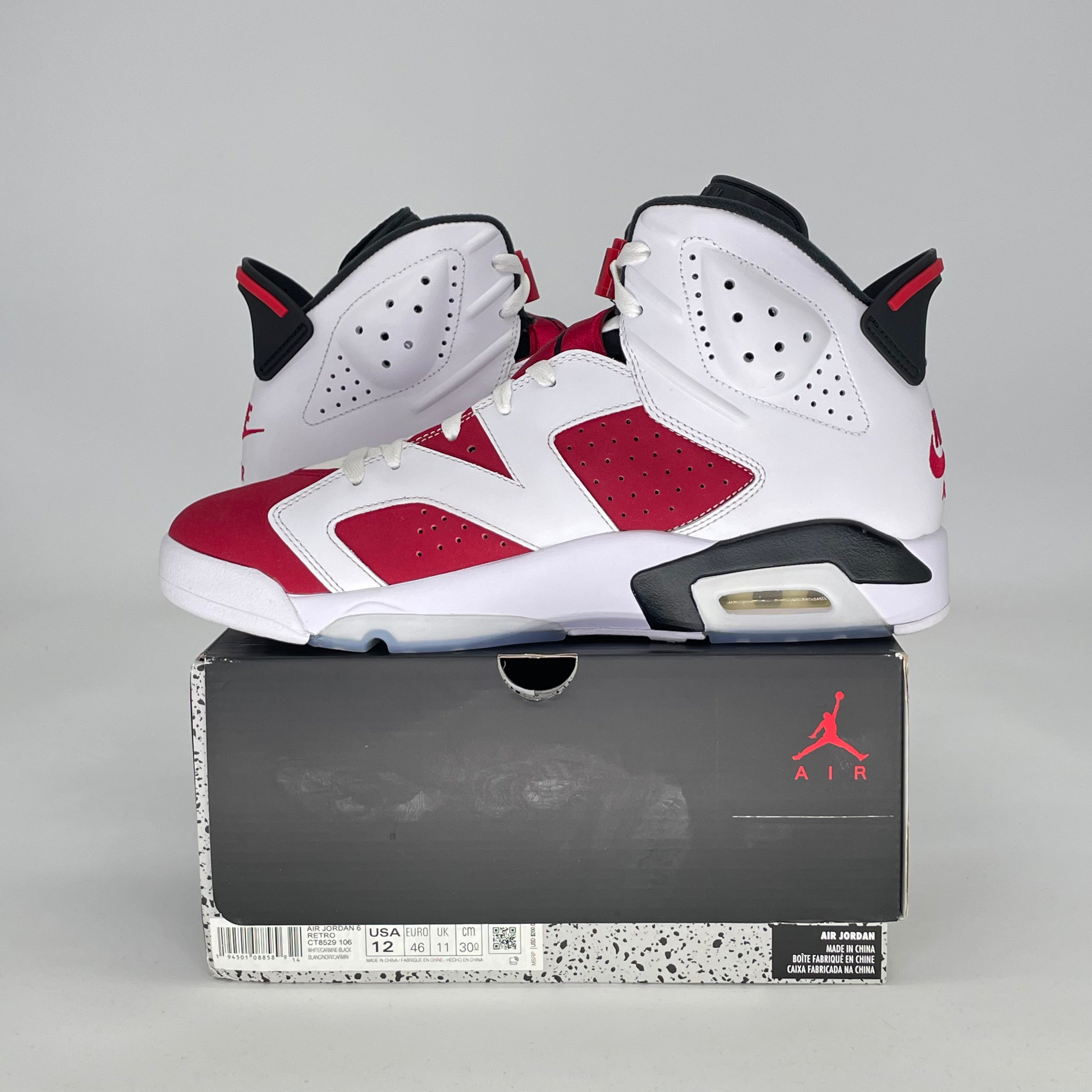 AIR JORDAN 6 CARMINE (2021) CT8529-106 SIZE 12/13.5W