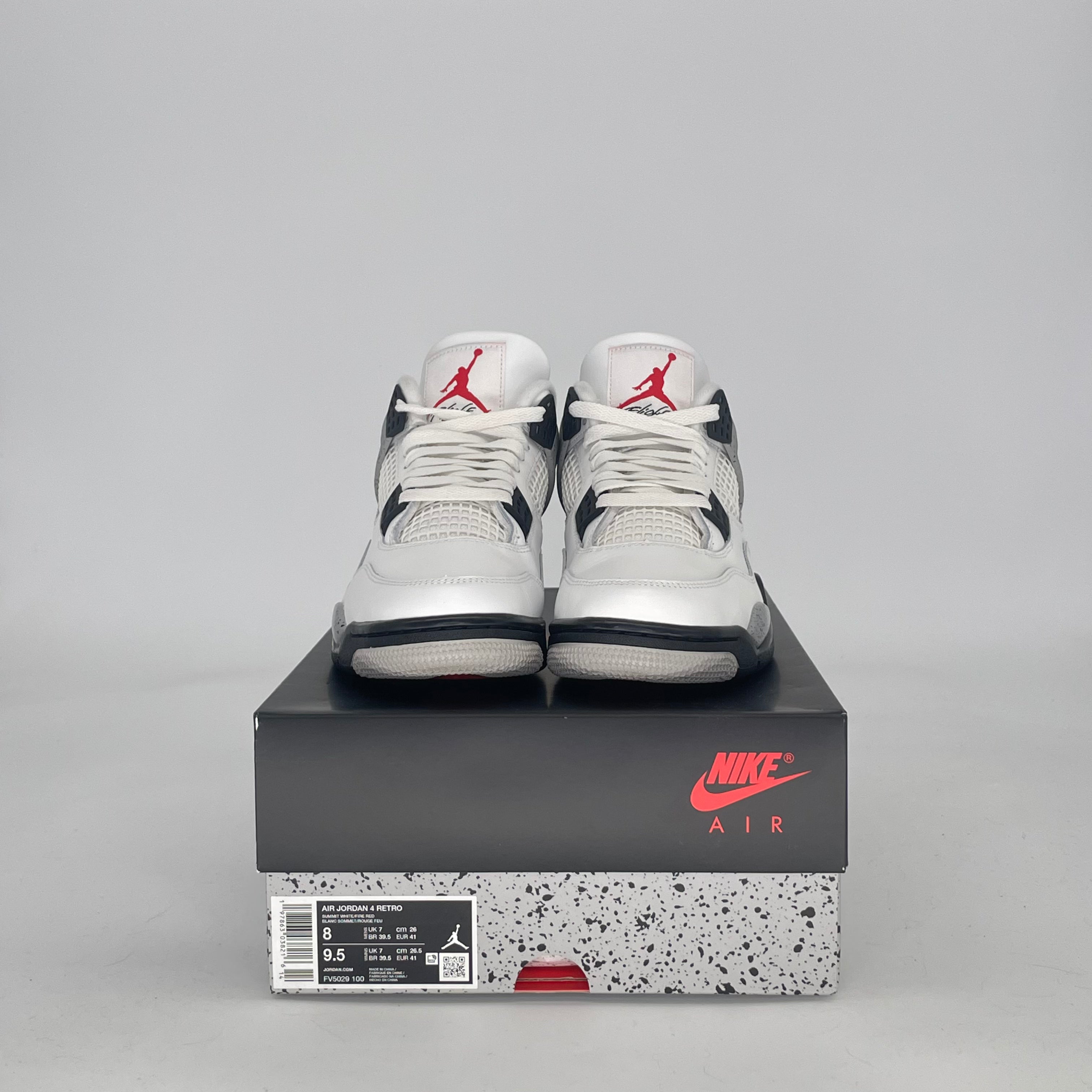 AIR JORDAN 4 WHITE CEMENT FV5029-100 SIZE 8/9.5W