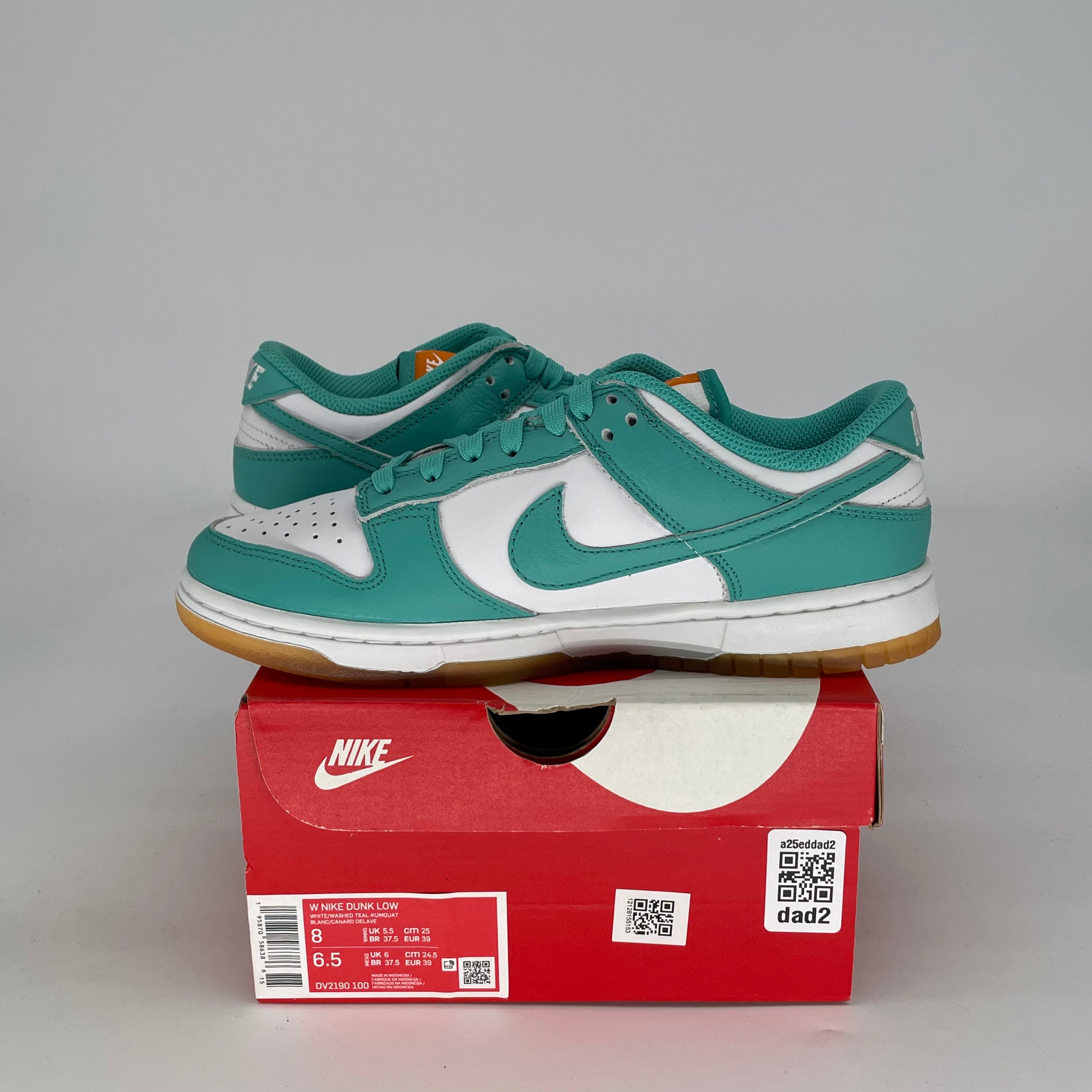 NIKE DUNK LOW TEAL ZEAL W SIZE 6.5/8W DV2190-100