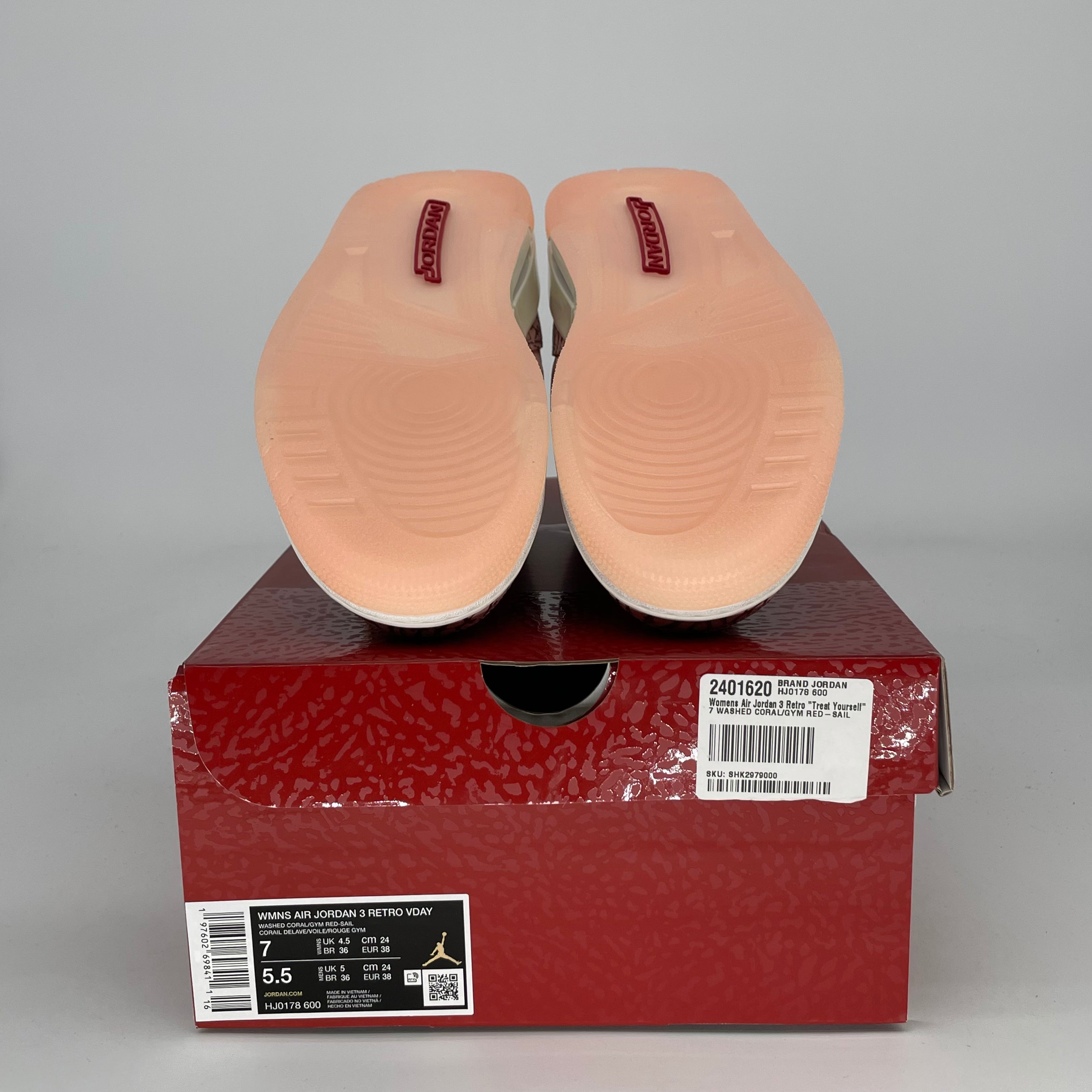 AIR JORDAN 3 VALENTINE'S DAY TREAT YOURSELF W HJ0178-600 SIZE 5.5/7W