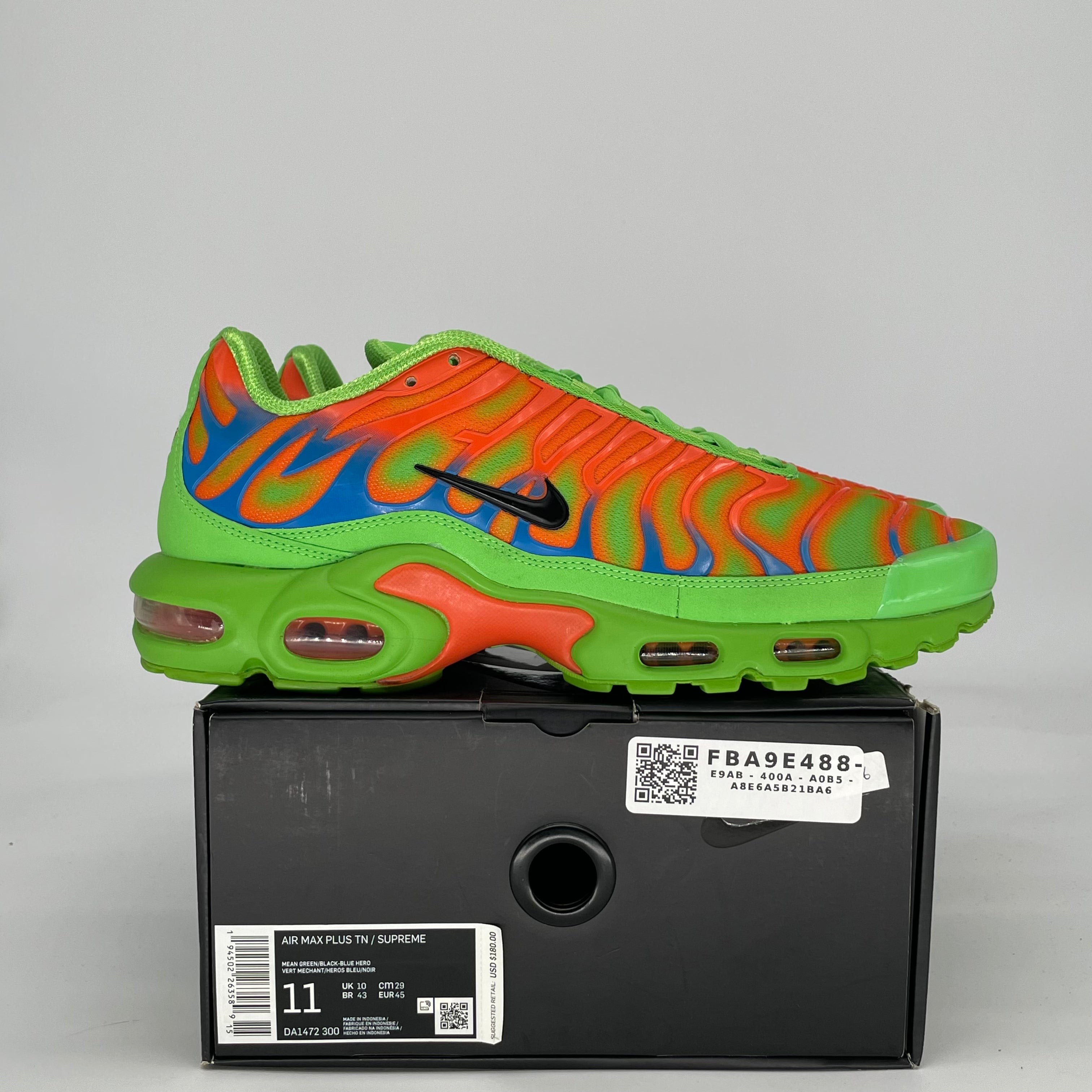 SUPREME X NIKE AIR MAX PLUS MEAN GREEN DA1472-300 SIZE 11/12.5W