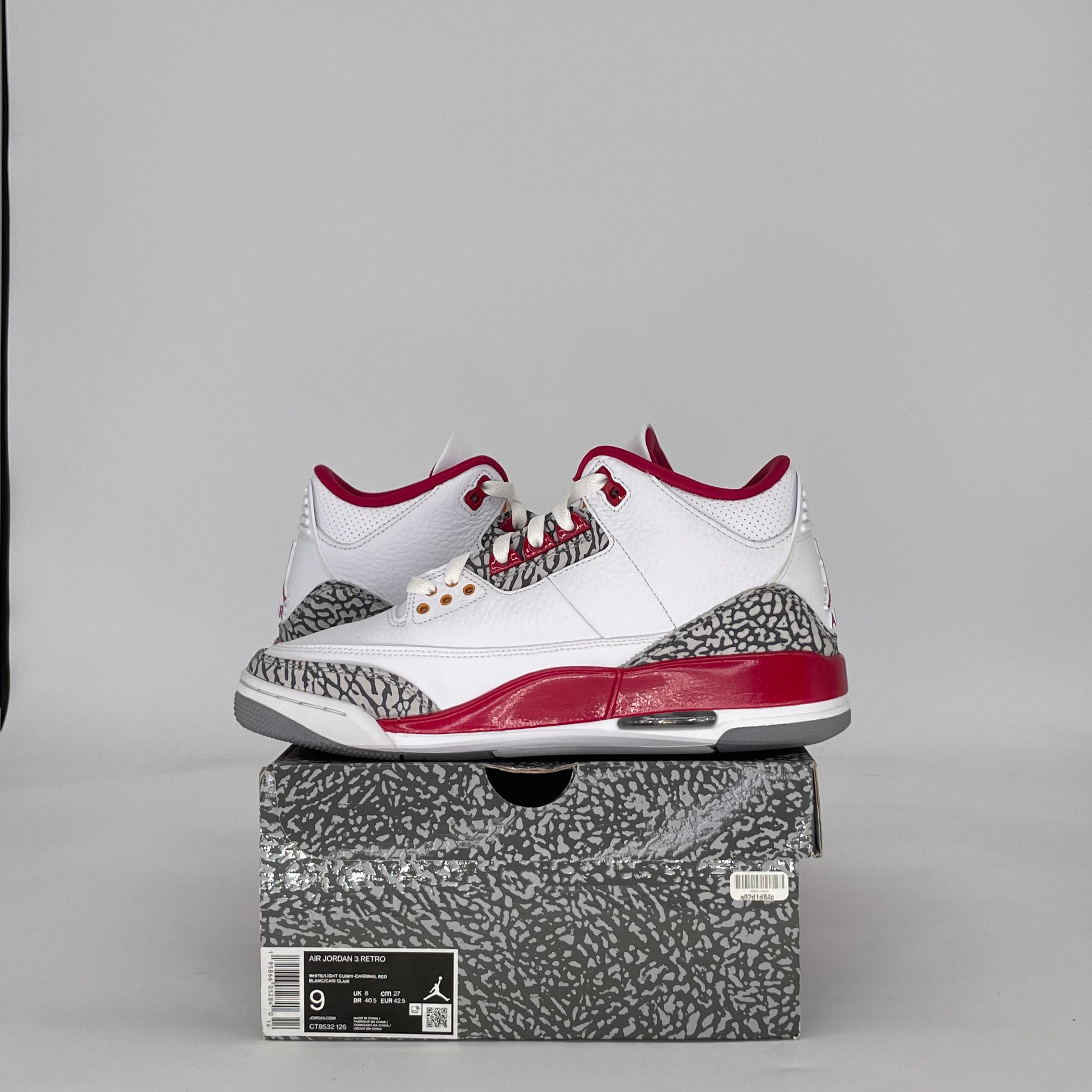 AIR JORDAN 3 CARDINAL RED CT8532-126 SIZE 9/10.5W