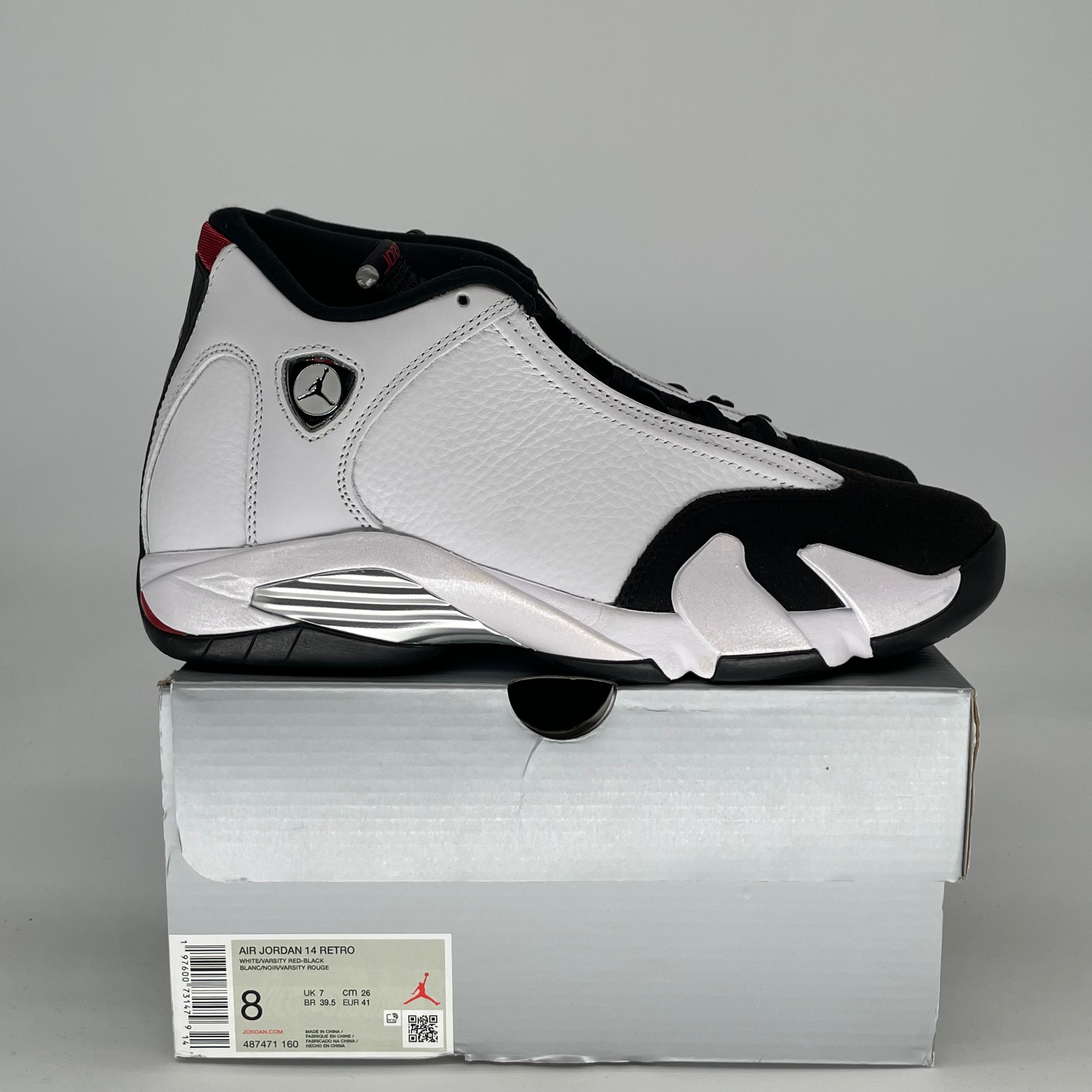AIR JORDAN 14 BLACK TOE 487471-160 SIZE 8/9.5W