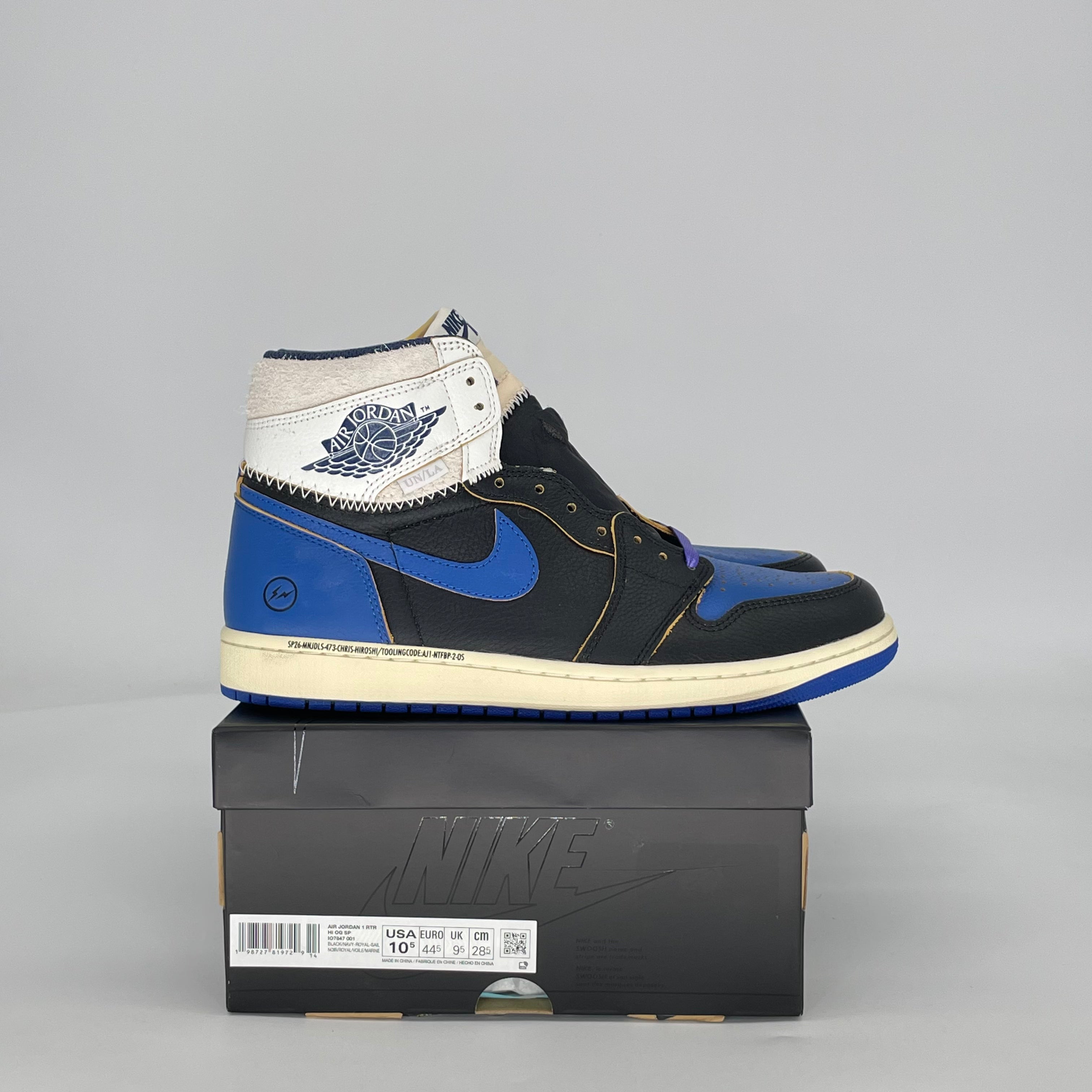 AIR JORDAN 1 HIGH FRAGMENT X UNION LA SPORT ROYAL I07847-001 SIZE 10.5/12W